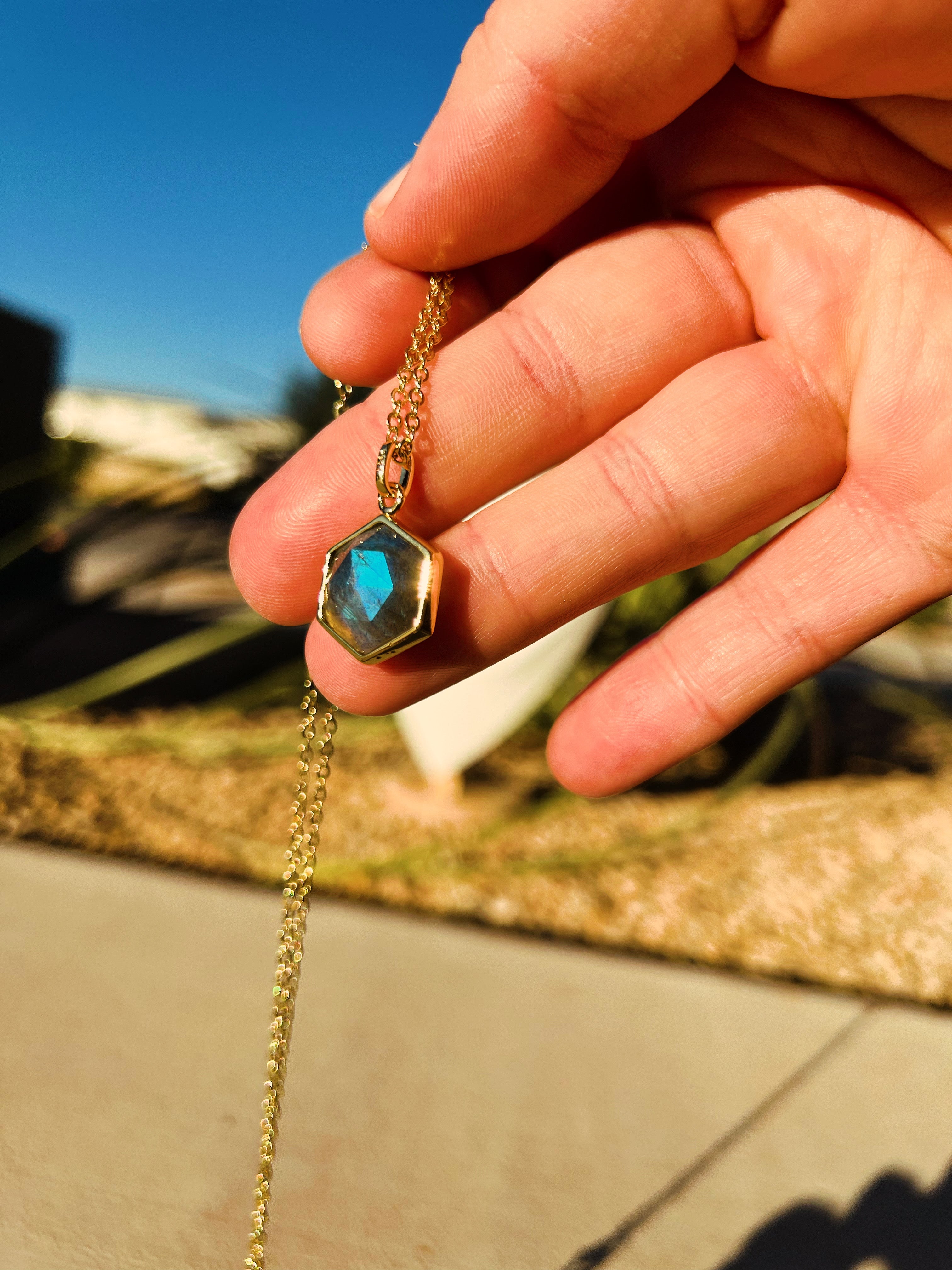 Arabelle - Labradorite Dainty Gemstone Faceted Pendant Necklace