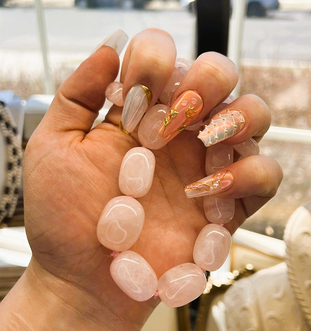 Giant Rose Quartz Beaded Necklace on Hand-Knotted Cord