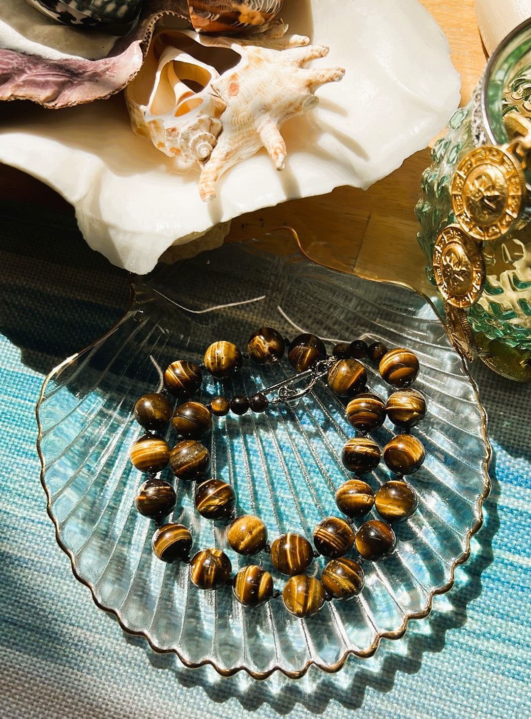 Selena - Tiger’s Eye 12mm Giant Bead Hand-Knotted Necklace