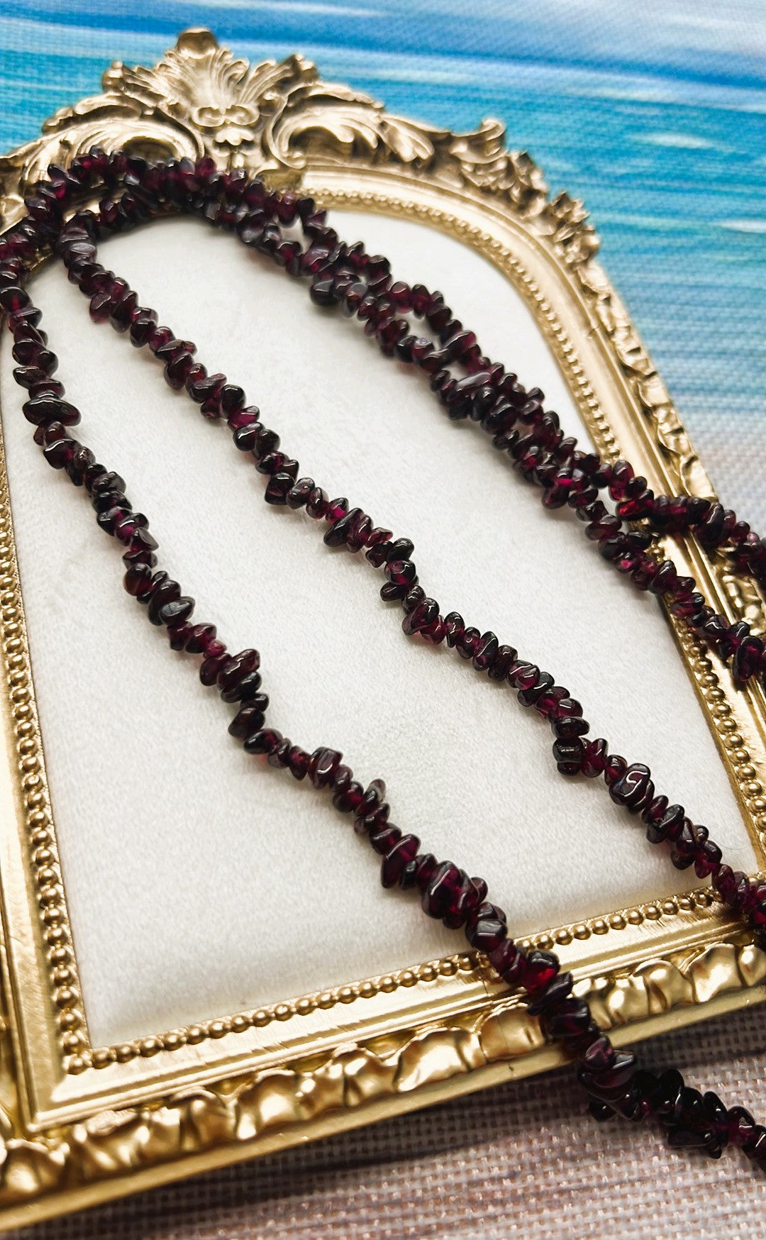 Velora - Long Garnet Chips Beaded Necklace