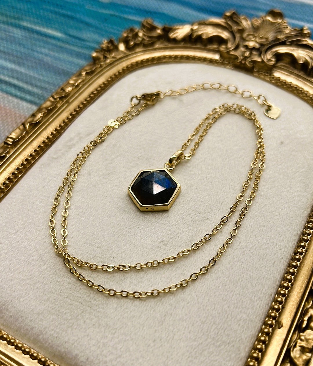 Arabelle - Labradorite Dainty Gemstone Faceted Pendant Necklace