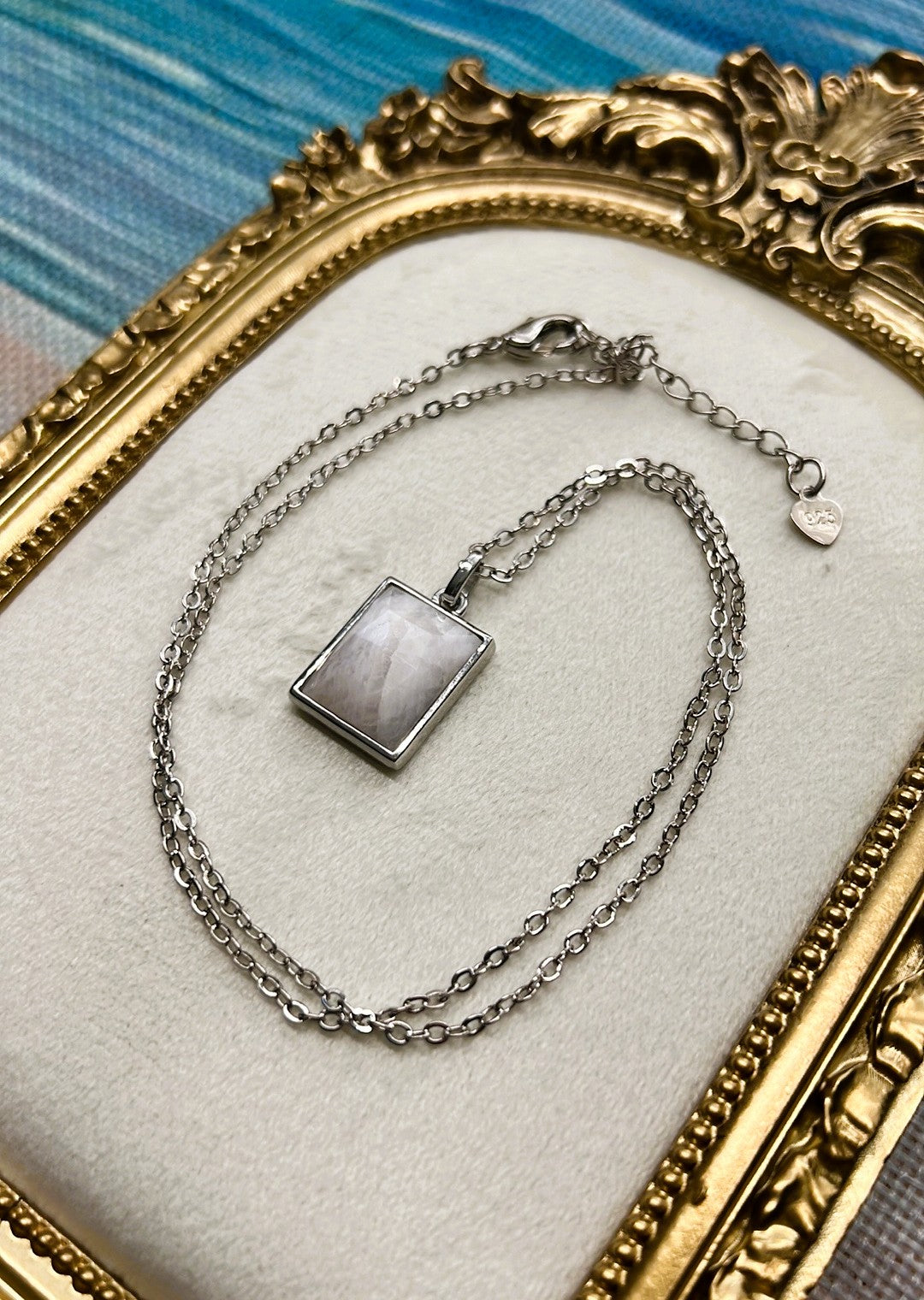 Dainty S925 Sterling Silver Moonstone Necklace
