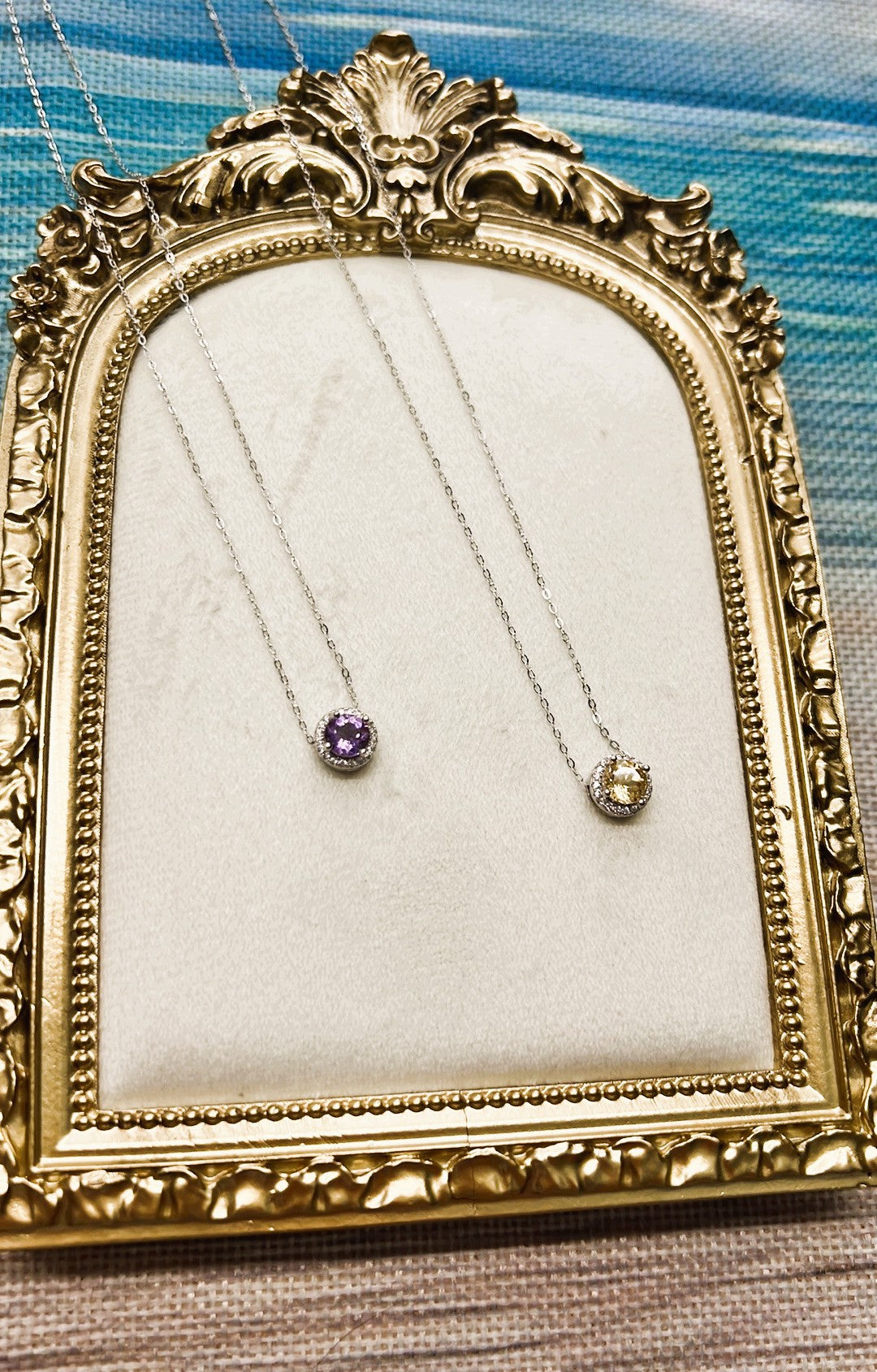 Amethyst or Citrine Dainty S925 Sterling Silver Cut Gemstone Necklace