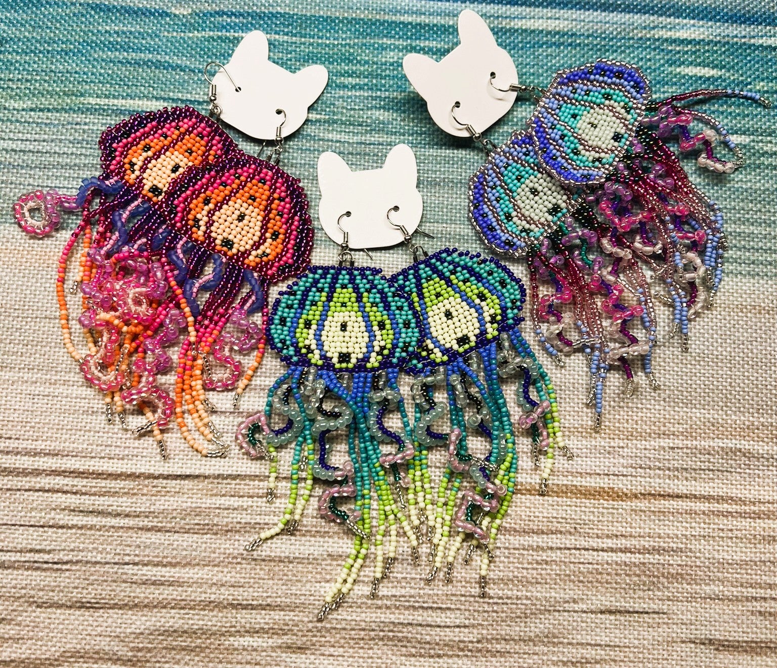 Hand-Beaded Jellyfish Earrings – Ocean-Inspired Statement Beadwork