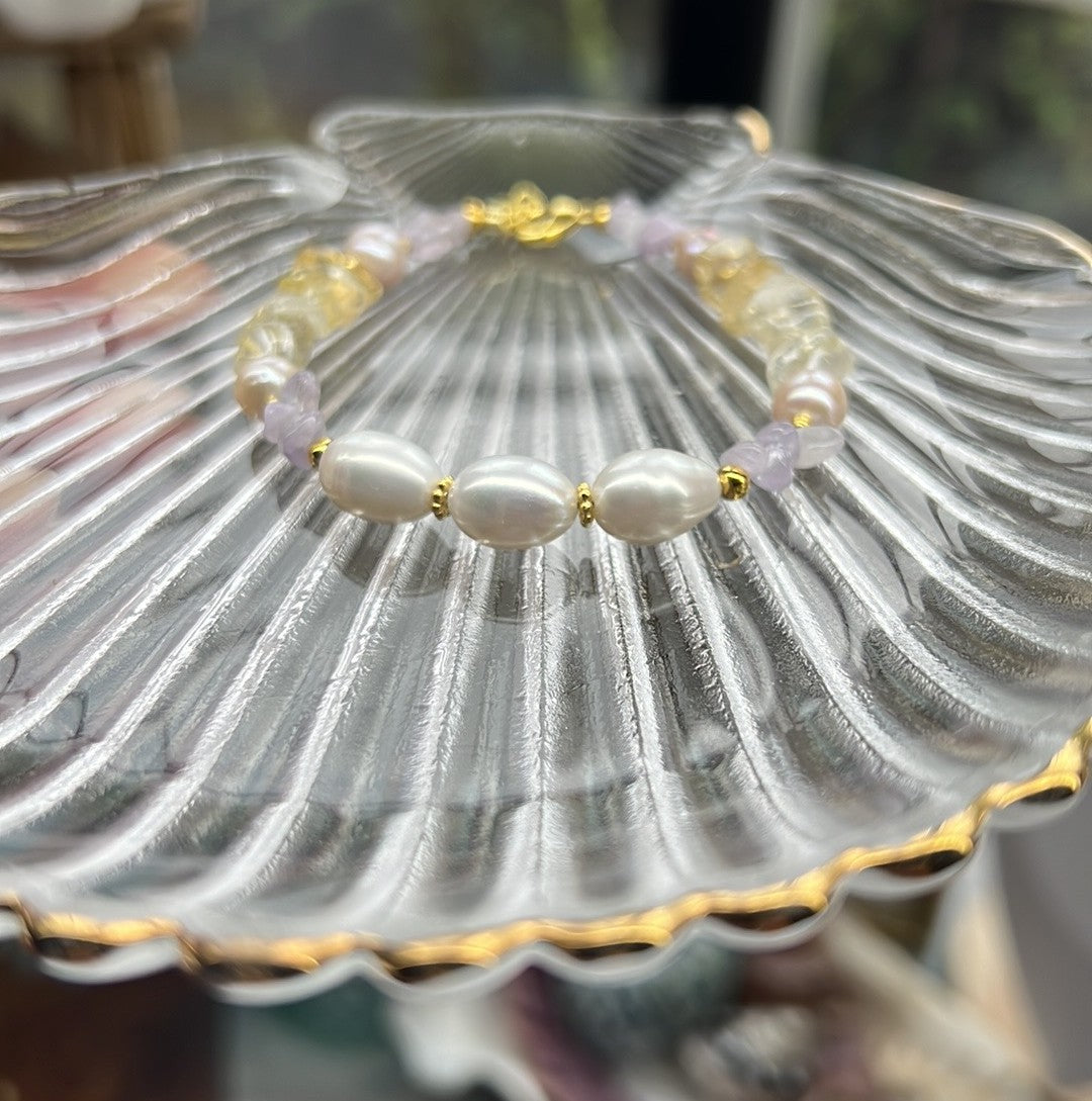 Harper - Simple White Pearl Gemstone Chips Bracelet