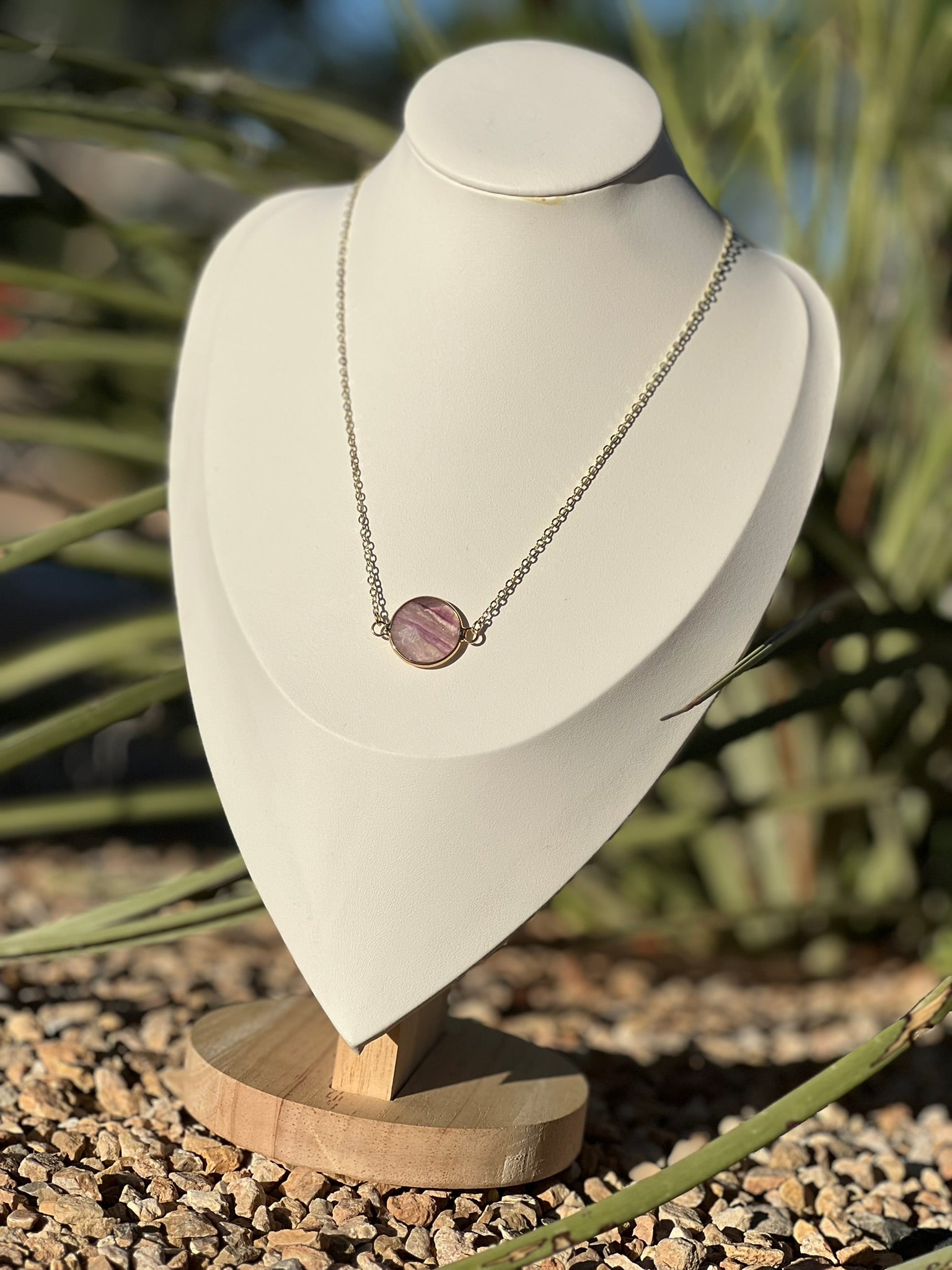 Dainty S925 Sterling Silver Faceted Round Flourite Pendant Necklace