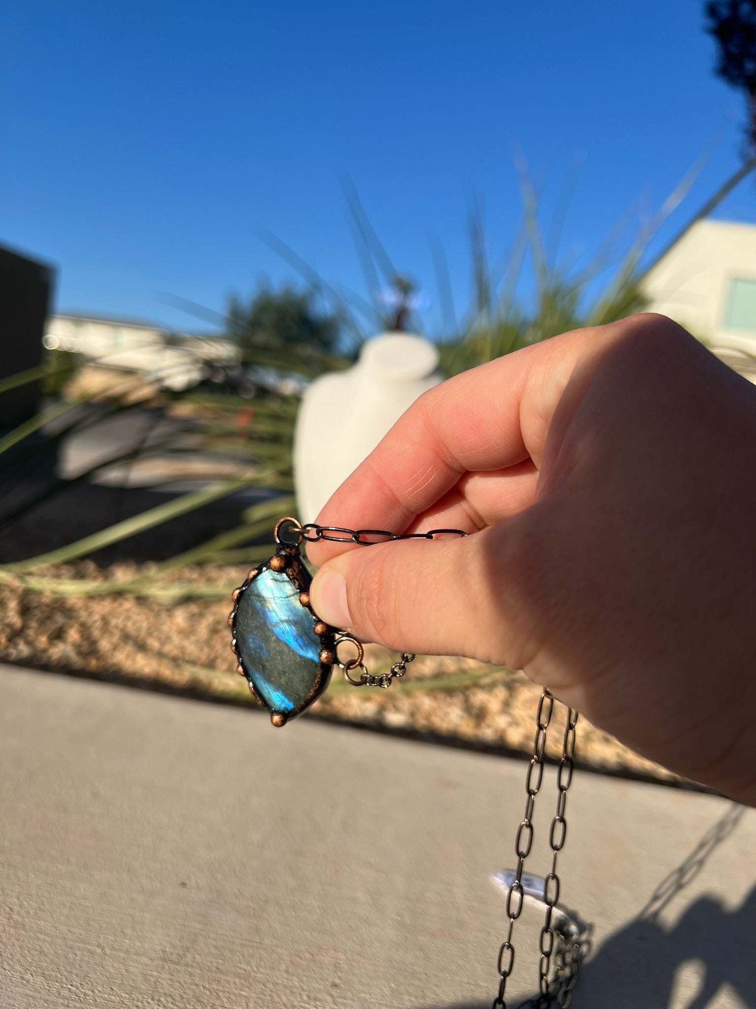 Liana - Labradorite Gemstone Bronze Necklace