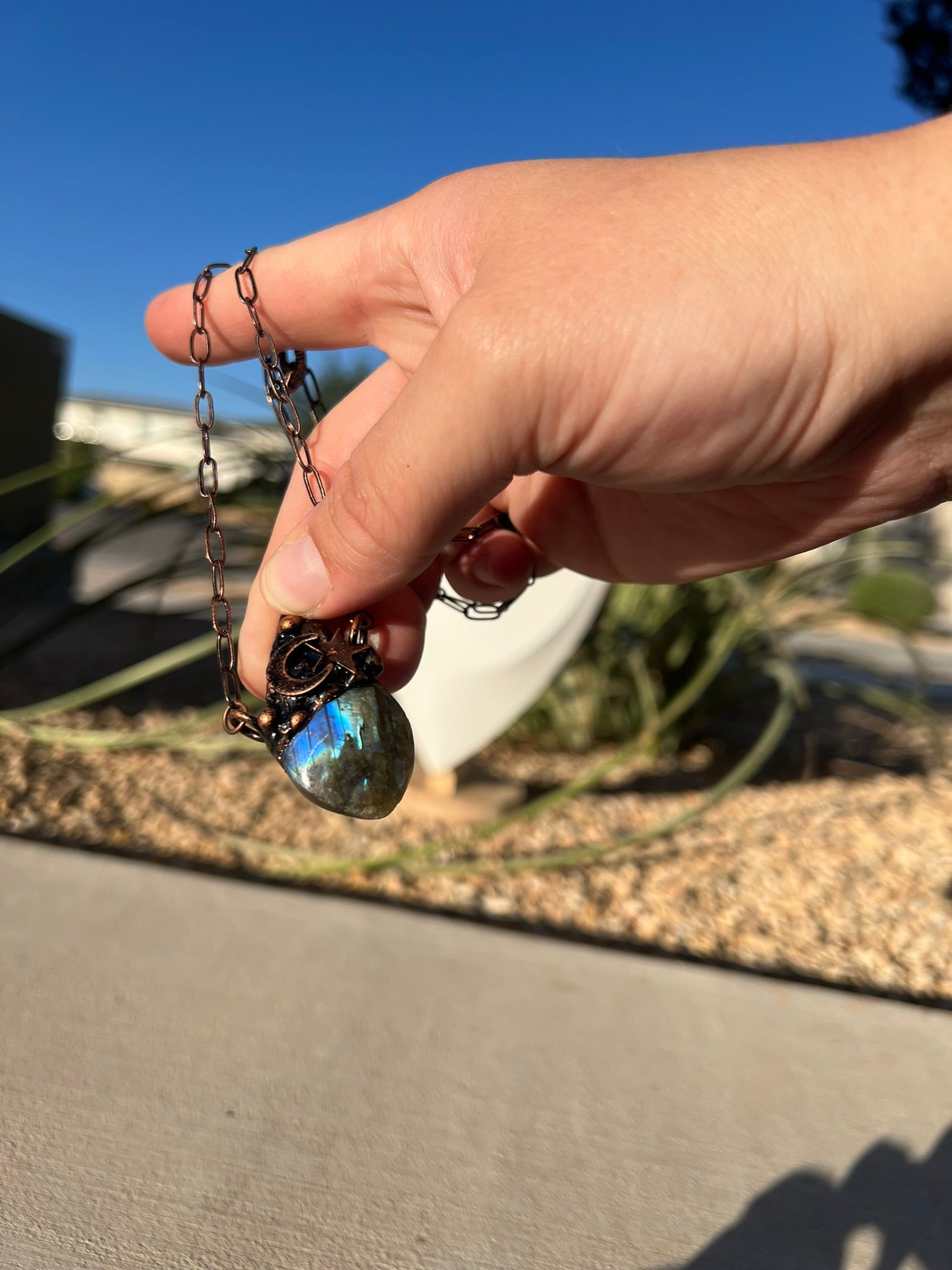 Leah DaVille - Labradorite Gemstone Bronze Necklace