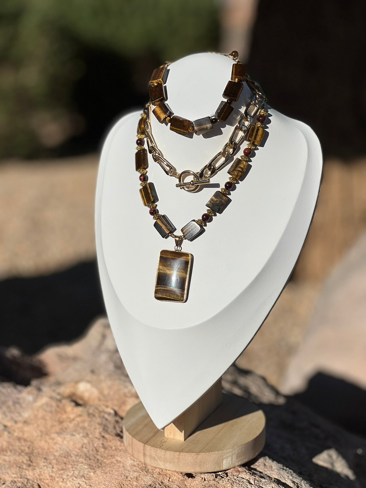 OOAK - Tiger's Eye Queen Gemstone Necklace Set