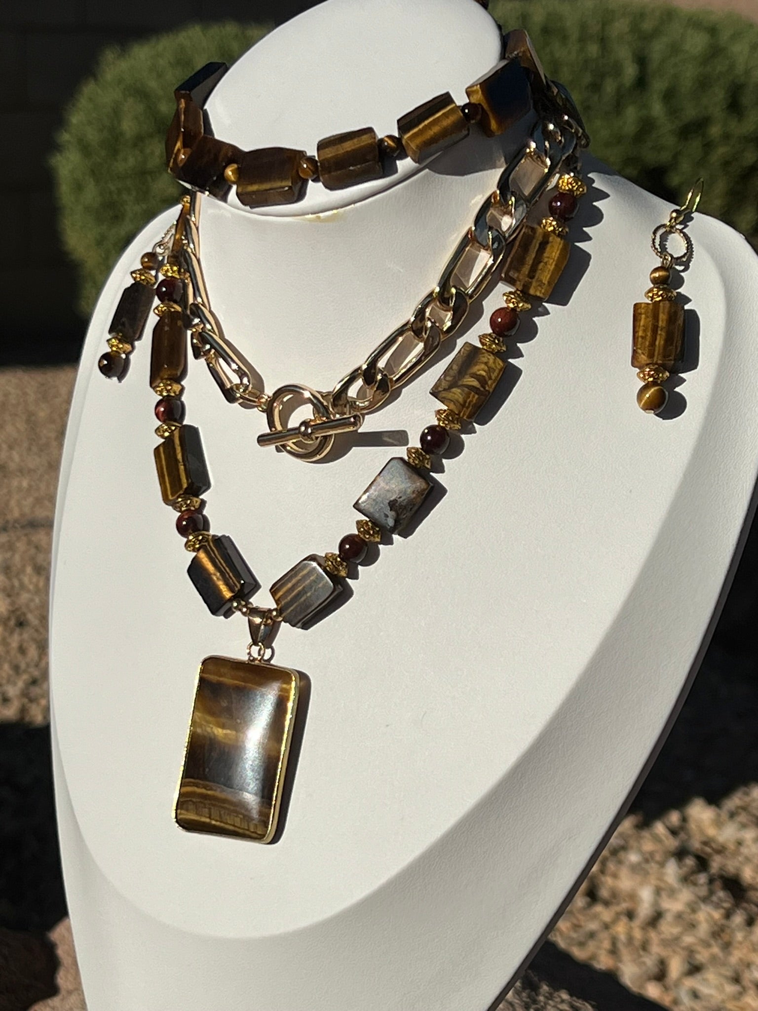OOAK - Tiger's Eye Queen Gemstone Necklace Set