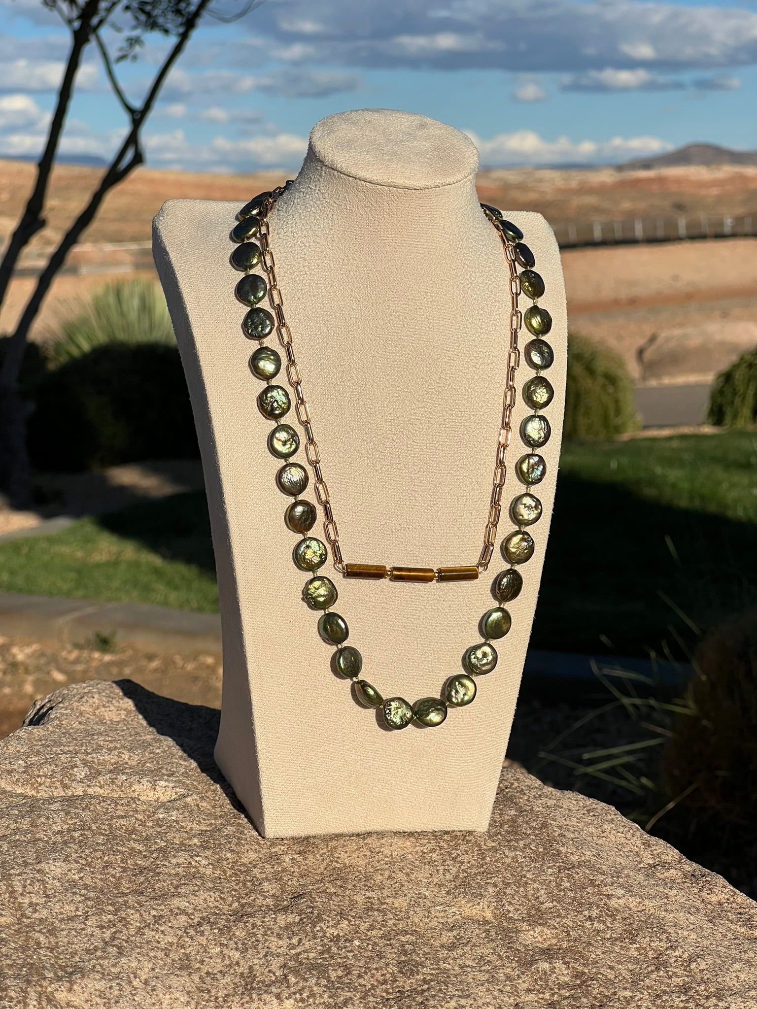The Bamboo Bar - Brown Tiger's Eye Bar Necklace