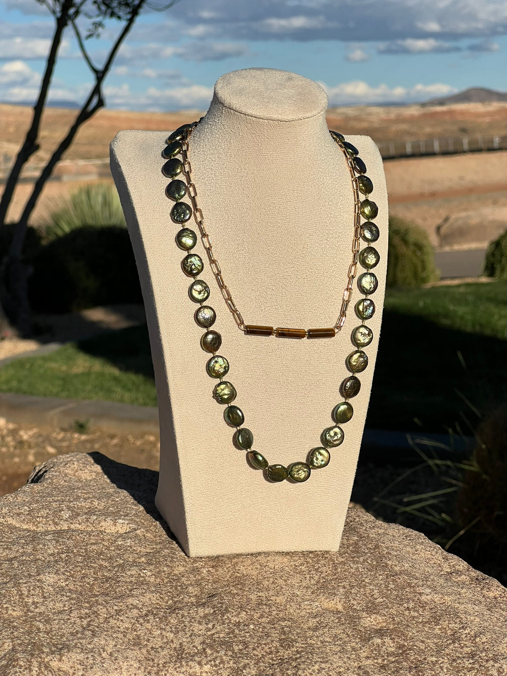 The Bamboo Bar - Brown Tiger's Eye Bar Necklace