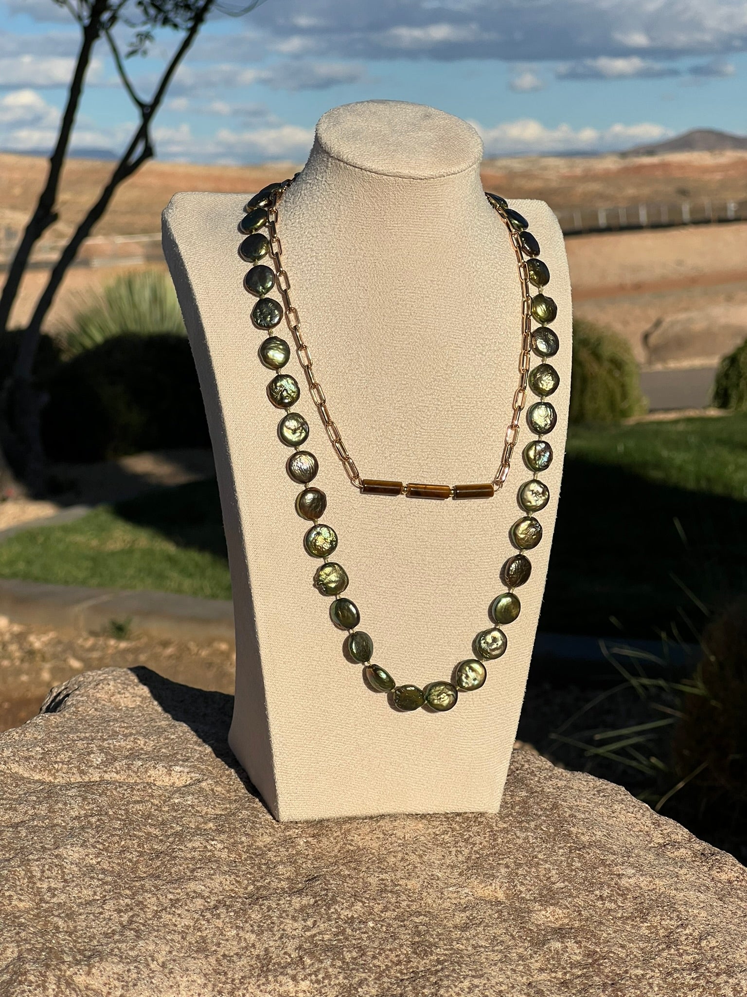 The Bamboo Bar - Brown Tiger's Eye Bar Necklace