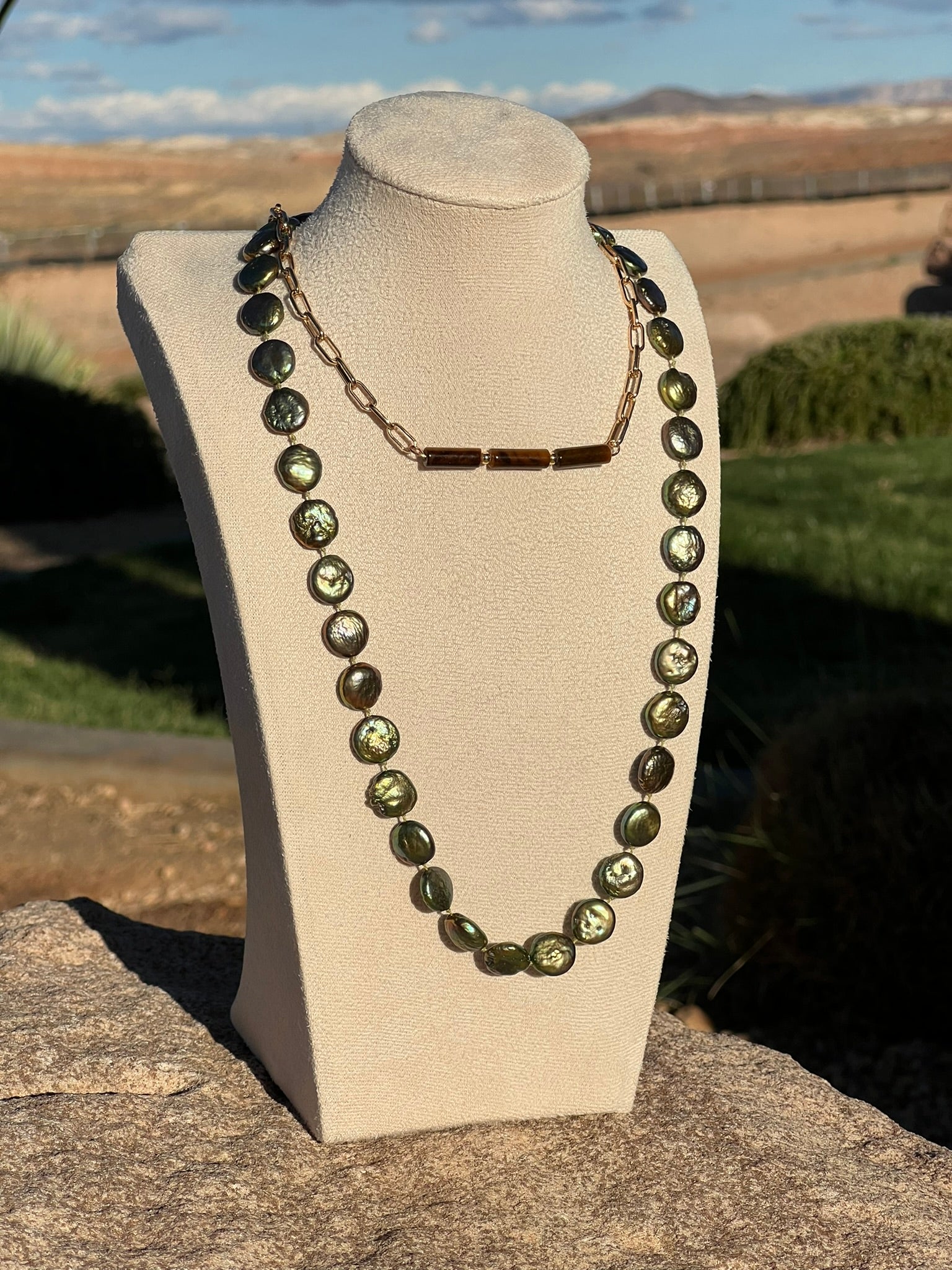 The Bamboo Bar - Brown Tiger's Eye Bar Necklace