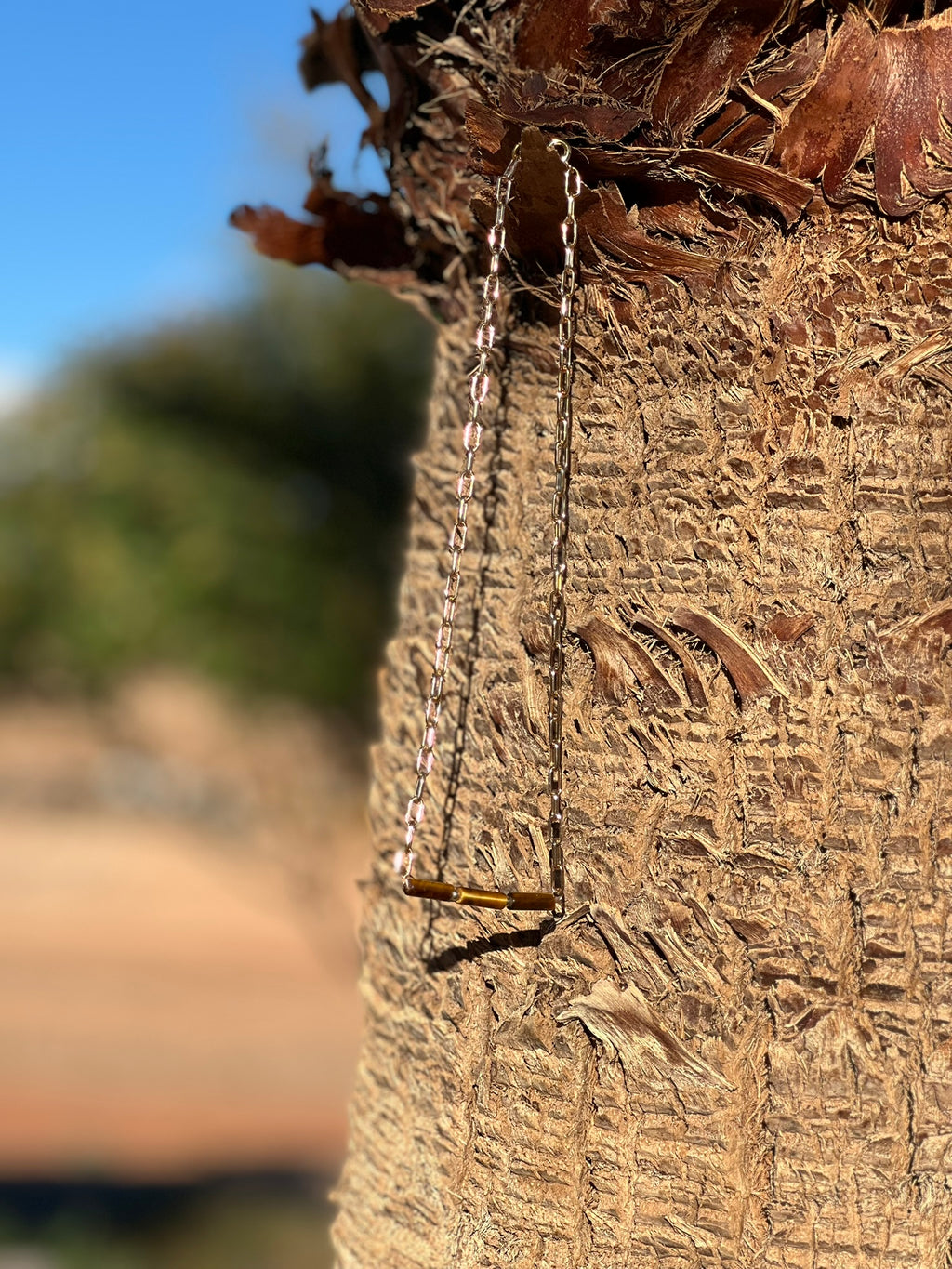 The Bamboo Bar - Brown Tiger's Eye Bar Necklace