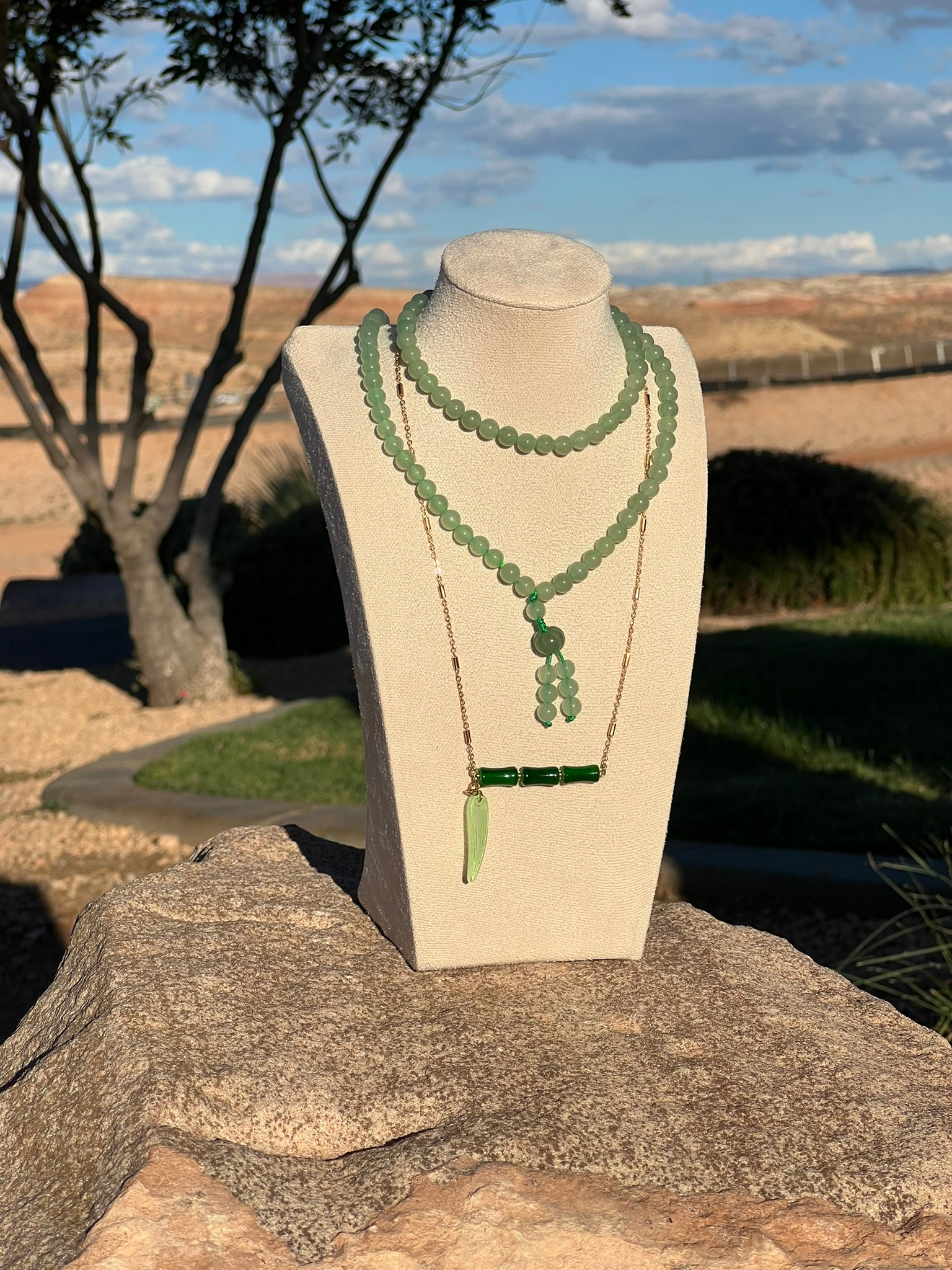The Bamboo Bar - Lucky Green Bar Necklace