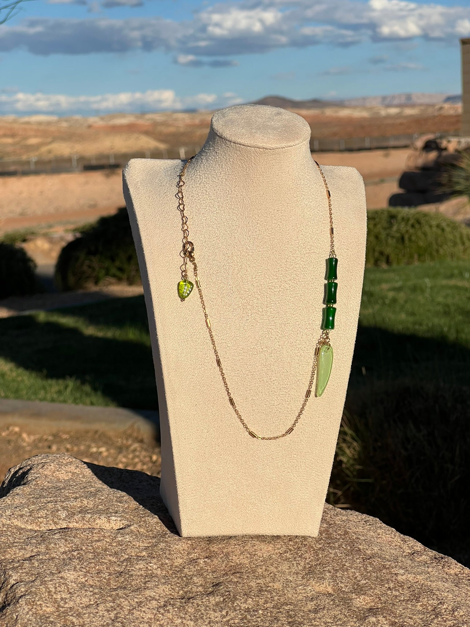 The Bamboo Bar - Lucky Green Bar Necklace