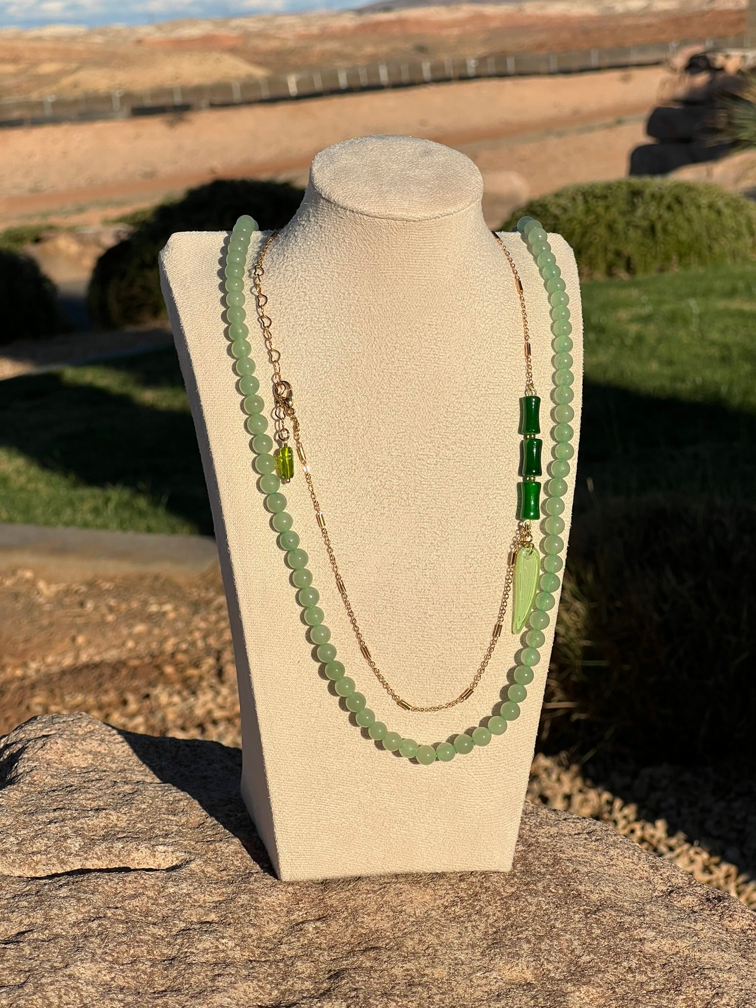 The Bamboo Bar - Lucky Green Bar Necklace