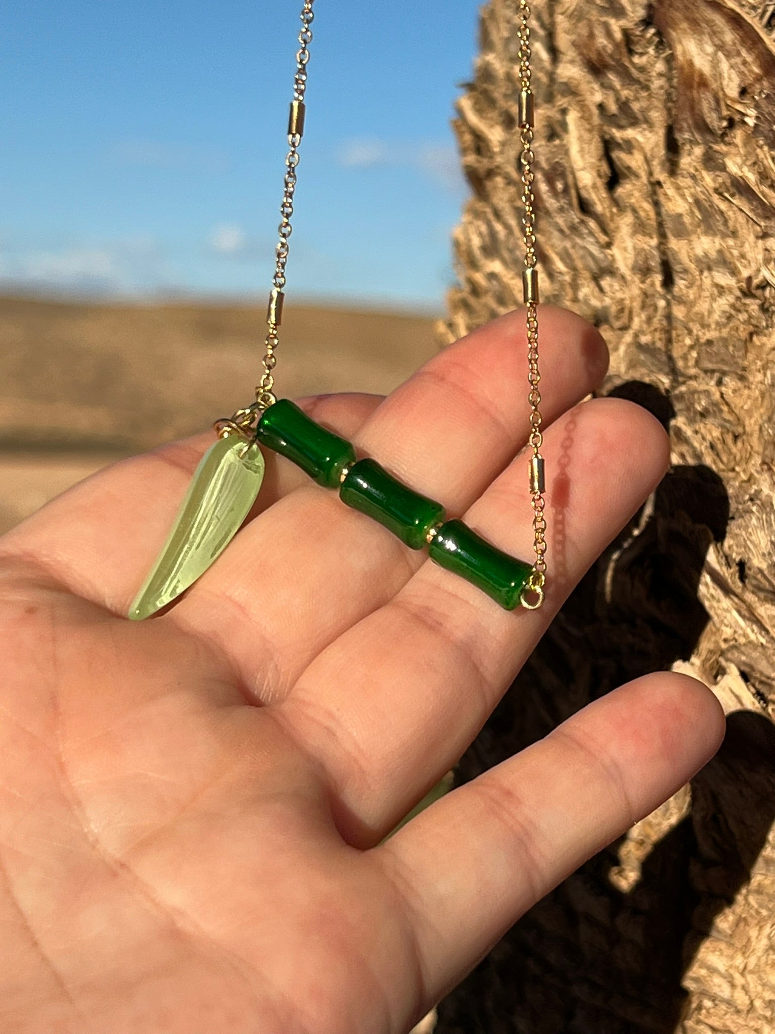The Bamboo Bar - Lucky Green Bar Necklace