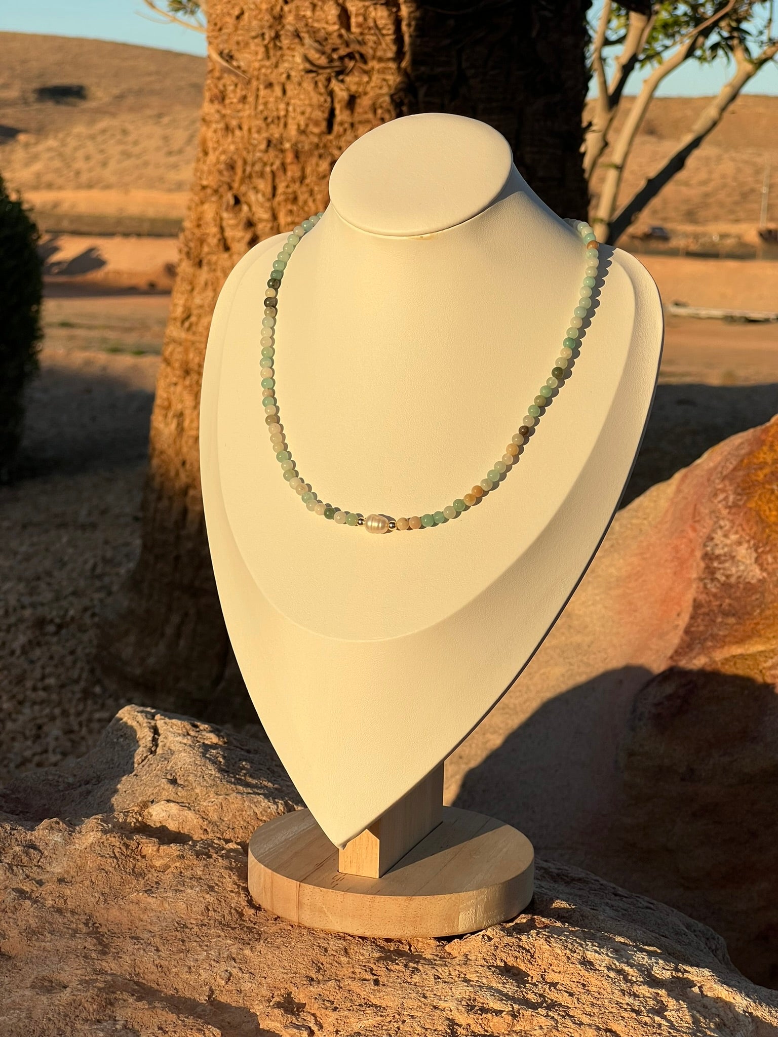 Fleur - Dainty Freshwater Pearl Flourite Amazonite Gemstone Handcrafted Necklace