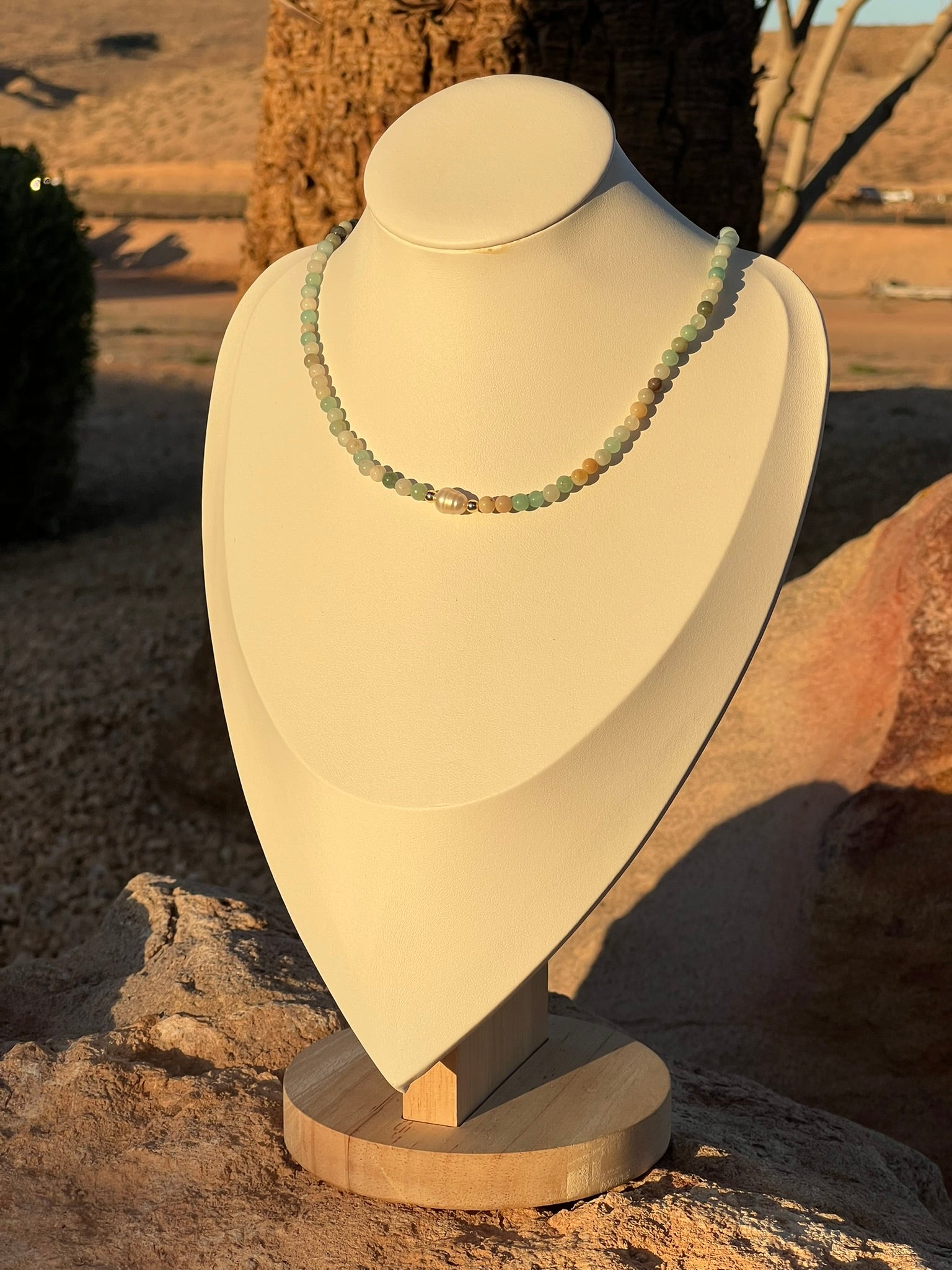 Fleur - Dainty Freshwater Pearl Flourite Amazonite Gemstone Handcrafted Necklace