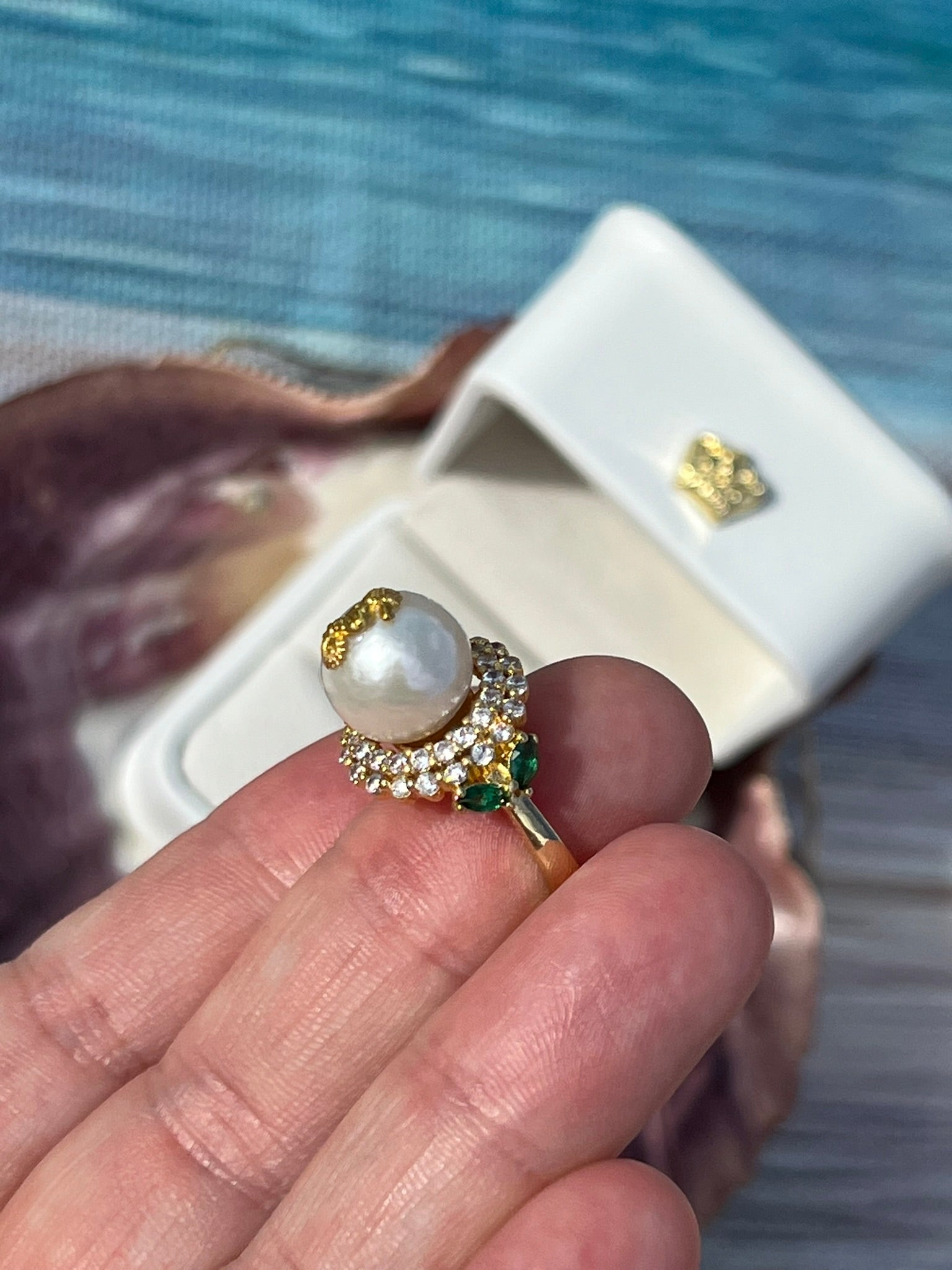 OOAK- GIANT White Pearl Ring