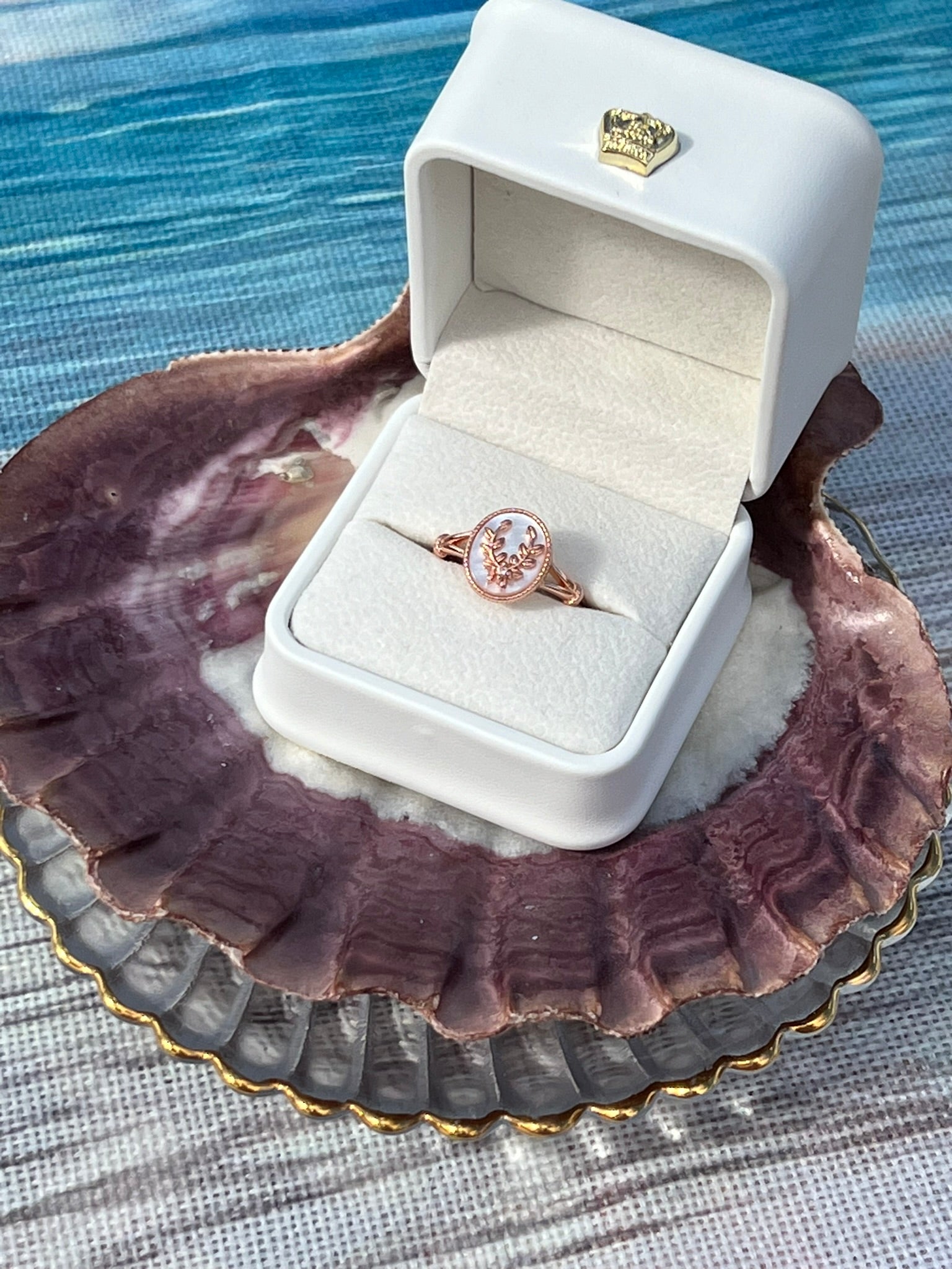 Evangeline's Promise - Simple Pink Rose Gold Shell Ring