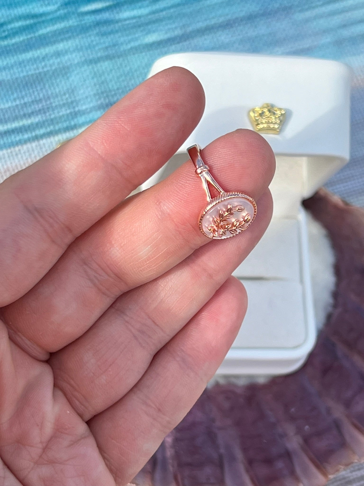 Evangeline's Promise - Simple Pink Rose Gold Shell Ring