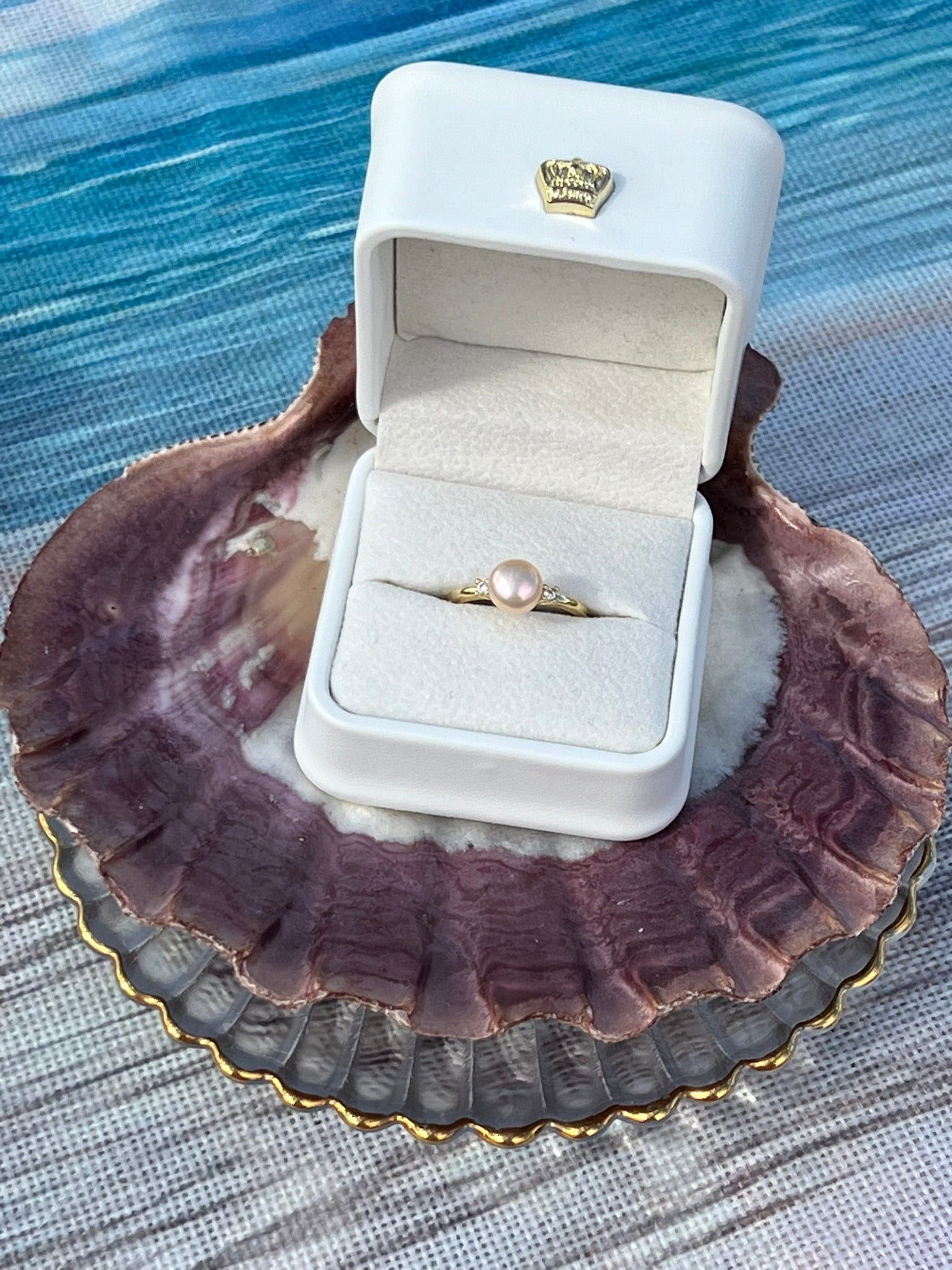 Elodie - Simple Champagne Pearl Ring