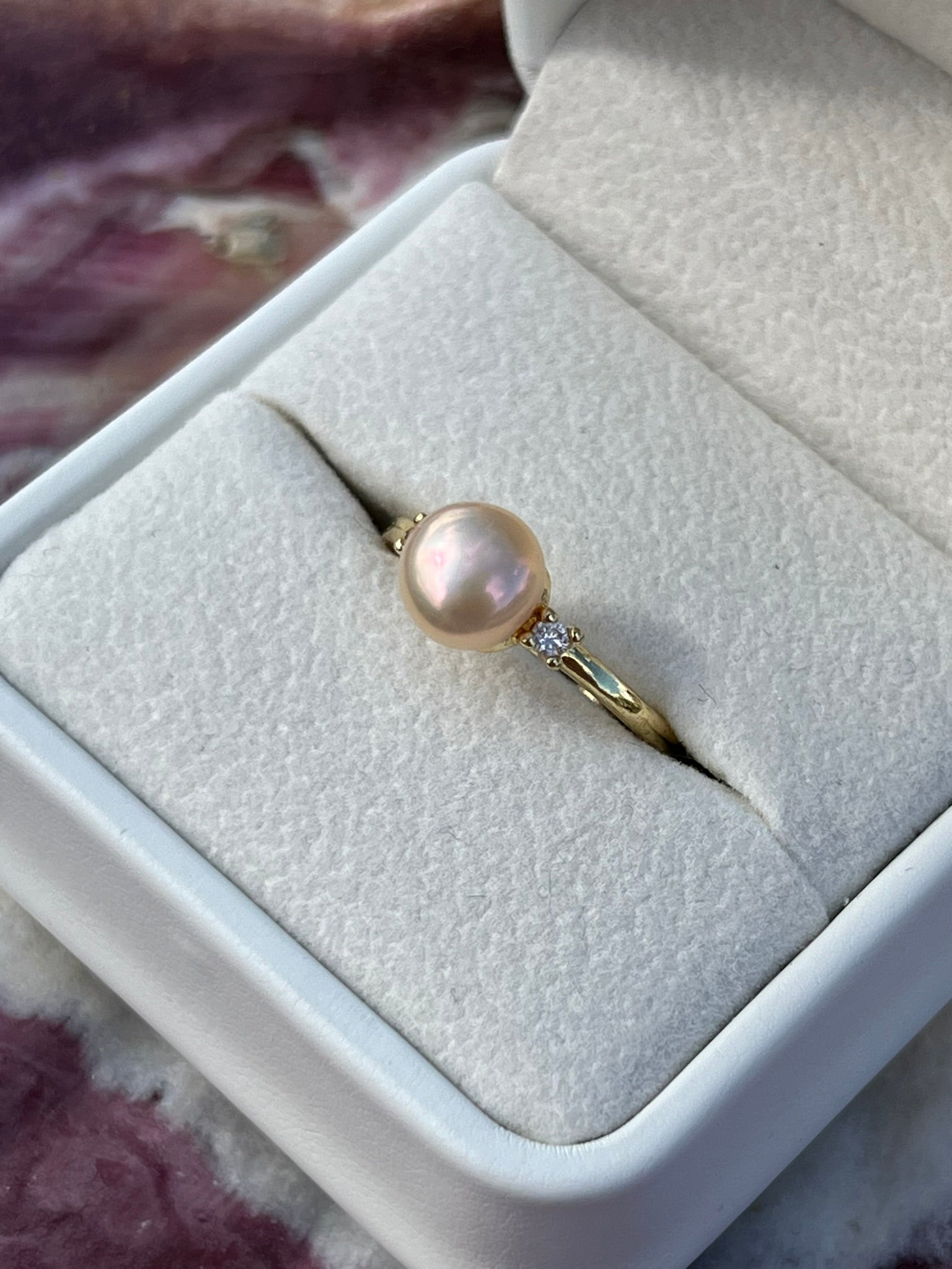 Elodie - Simple Champagne Pearl Ring