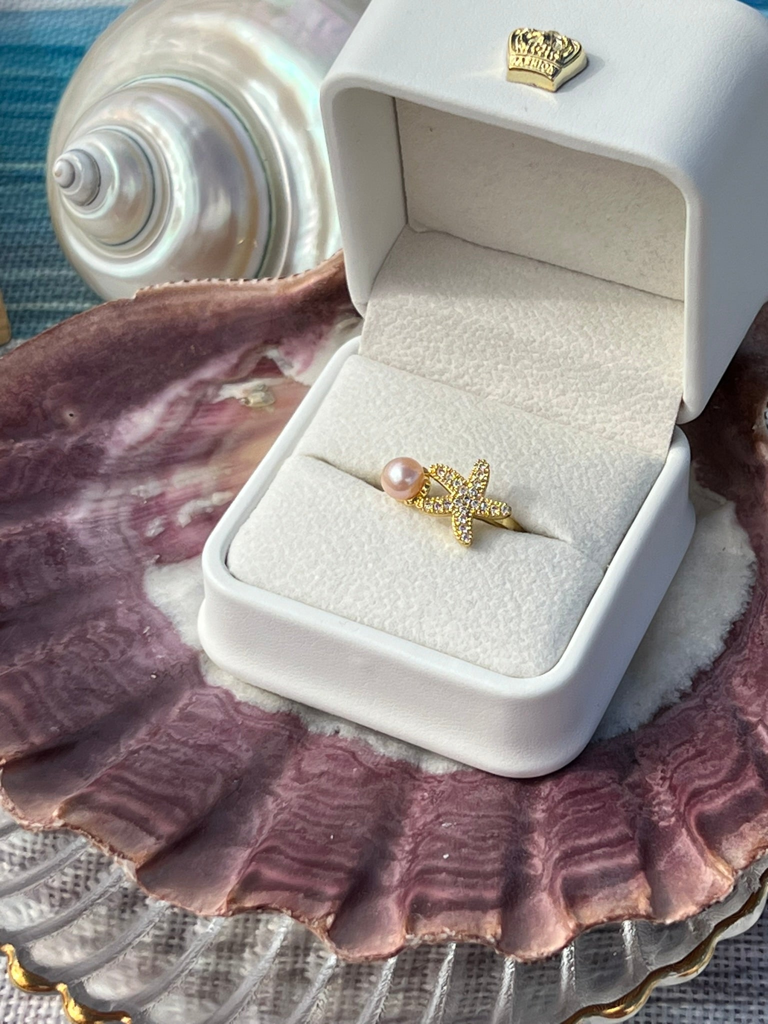 Celeste's Starfish- Pink Pearl Ring