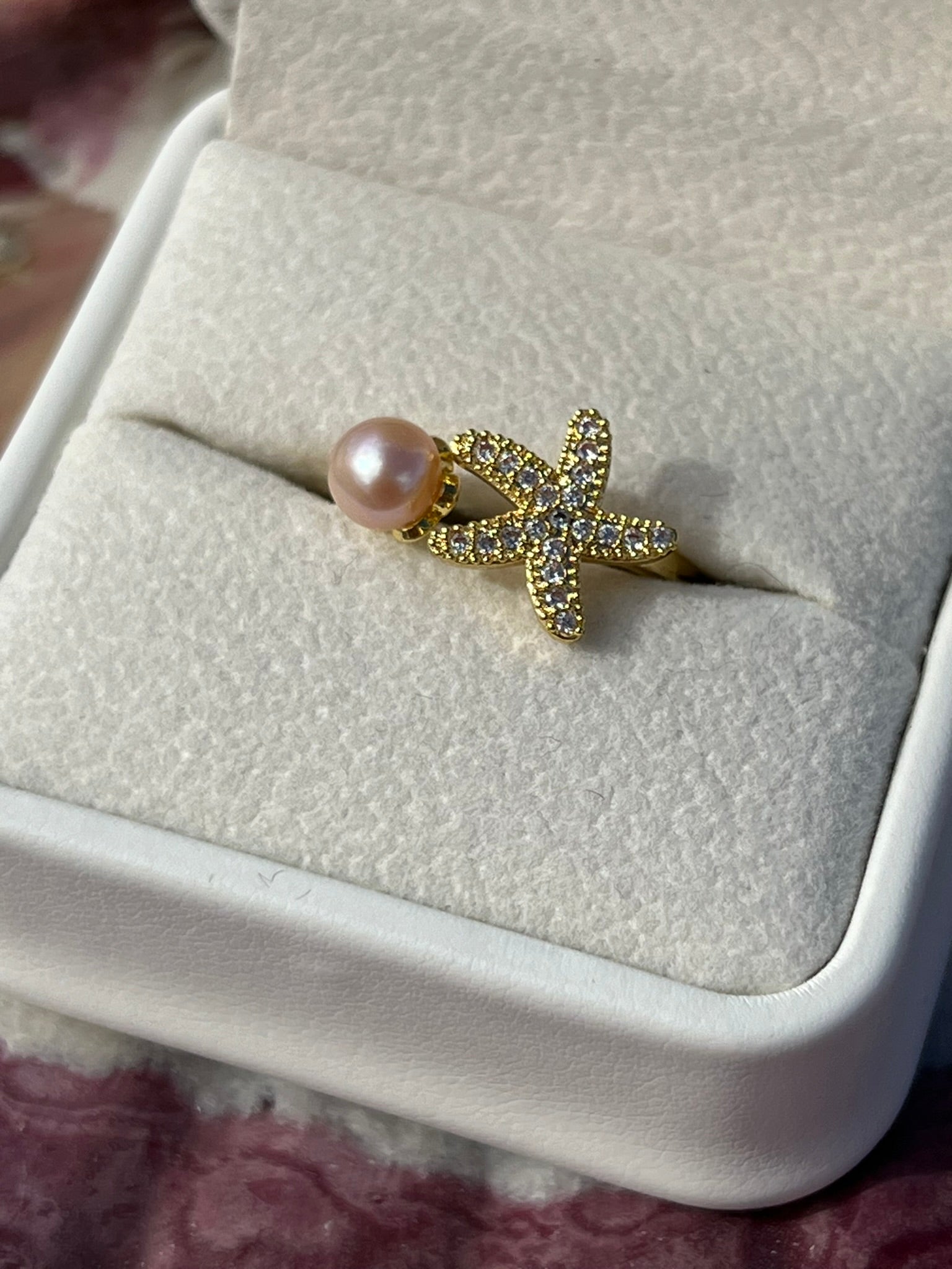 Celeste's Starfish- Pink Pearl Ring