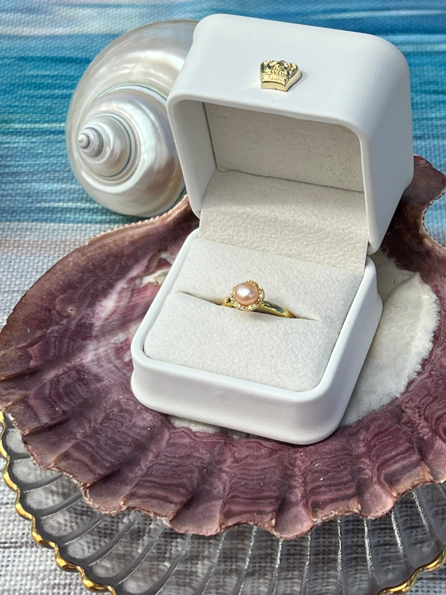 Genevieve's Flower - Champagne Pearl Ring
