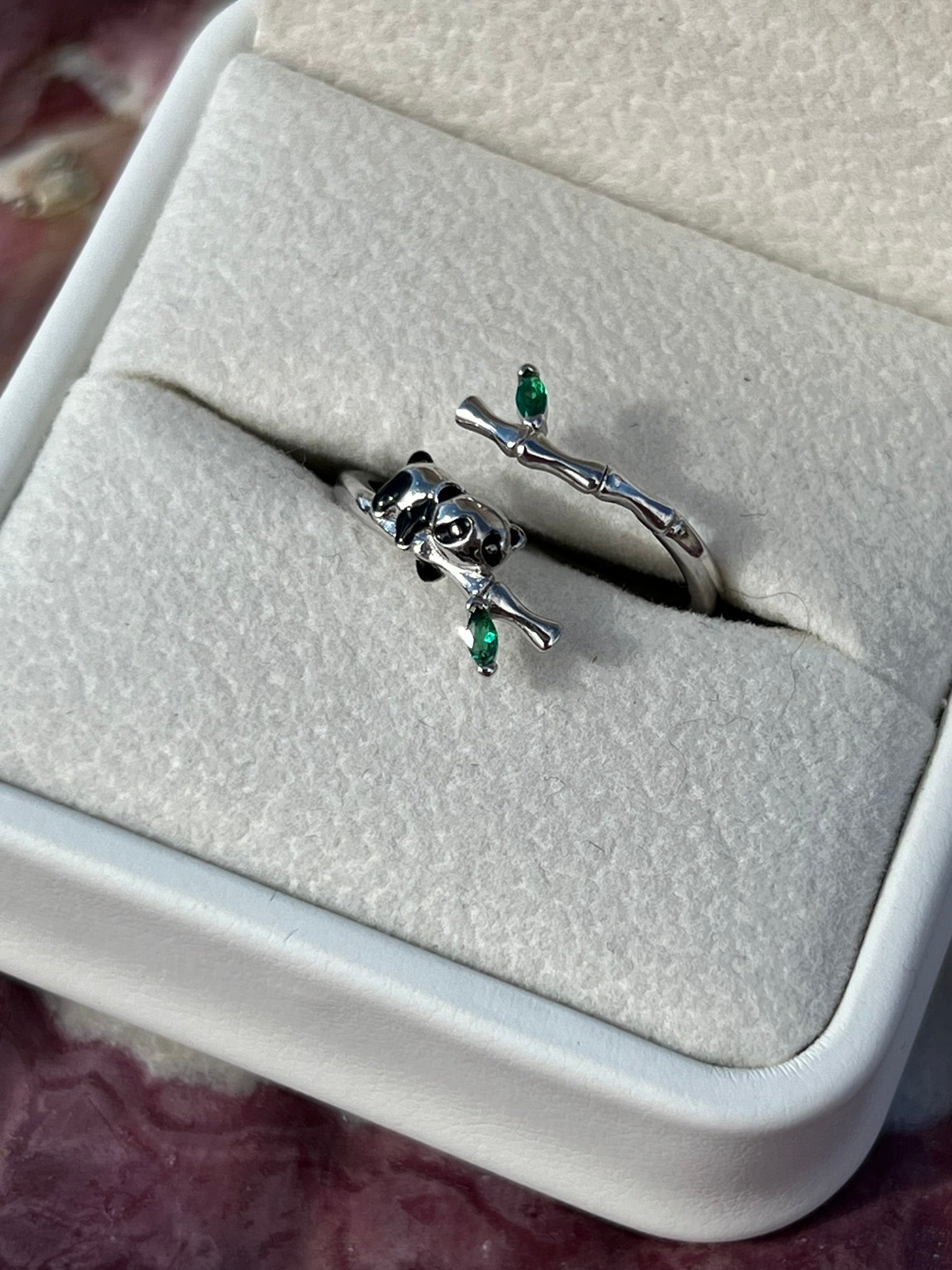 Bao Bao Lucky Panda - Sterling Silver S925 Panda and Bamboo Ring
