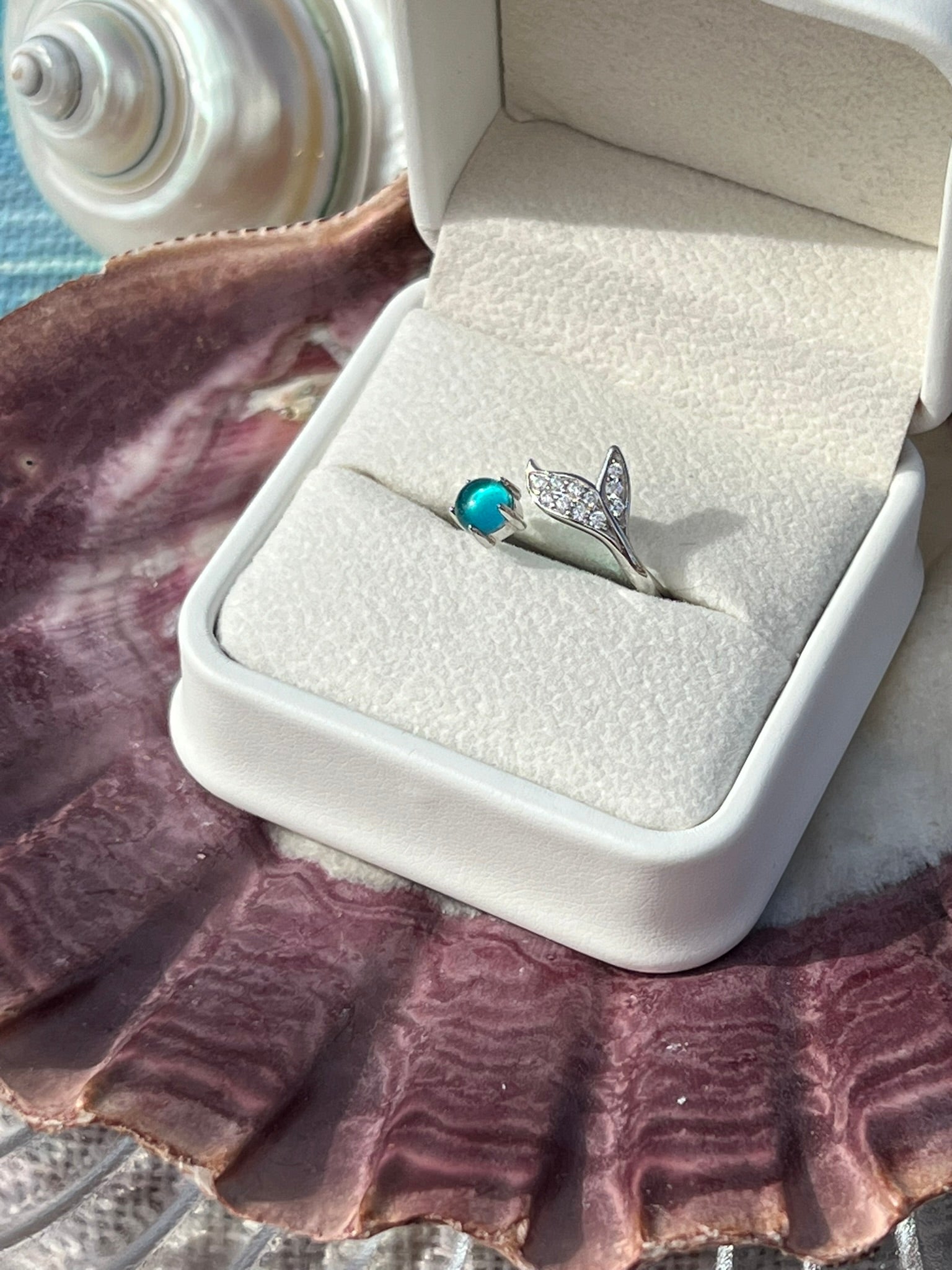 Celeste's Crystal - Sterling Silver S925 Crystal Mermaid Tail Ring