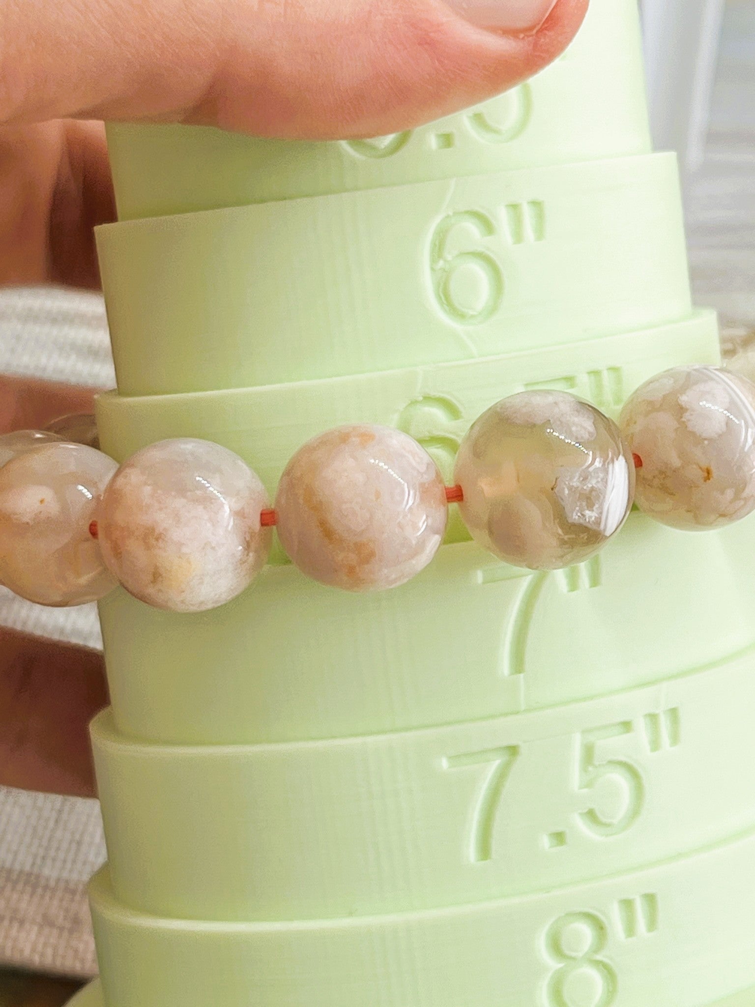 Rare 14mm Sakura Flower Agate High Quality AAA Stretch Bracelet