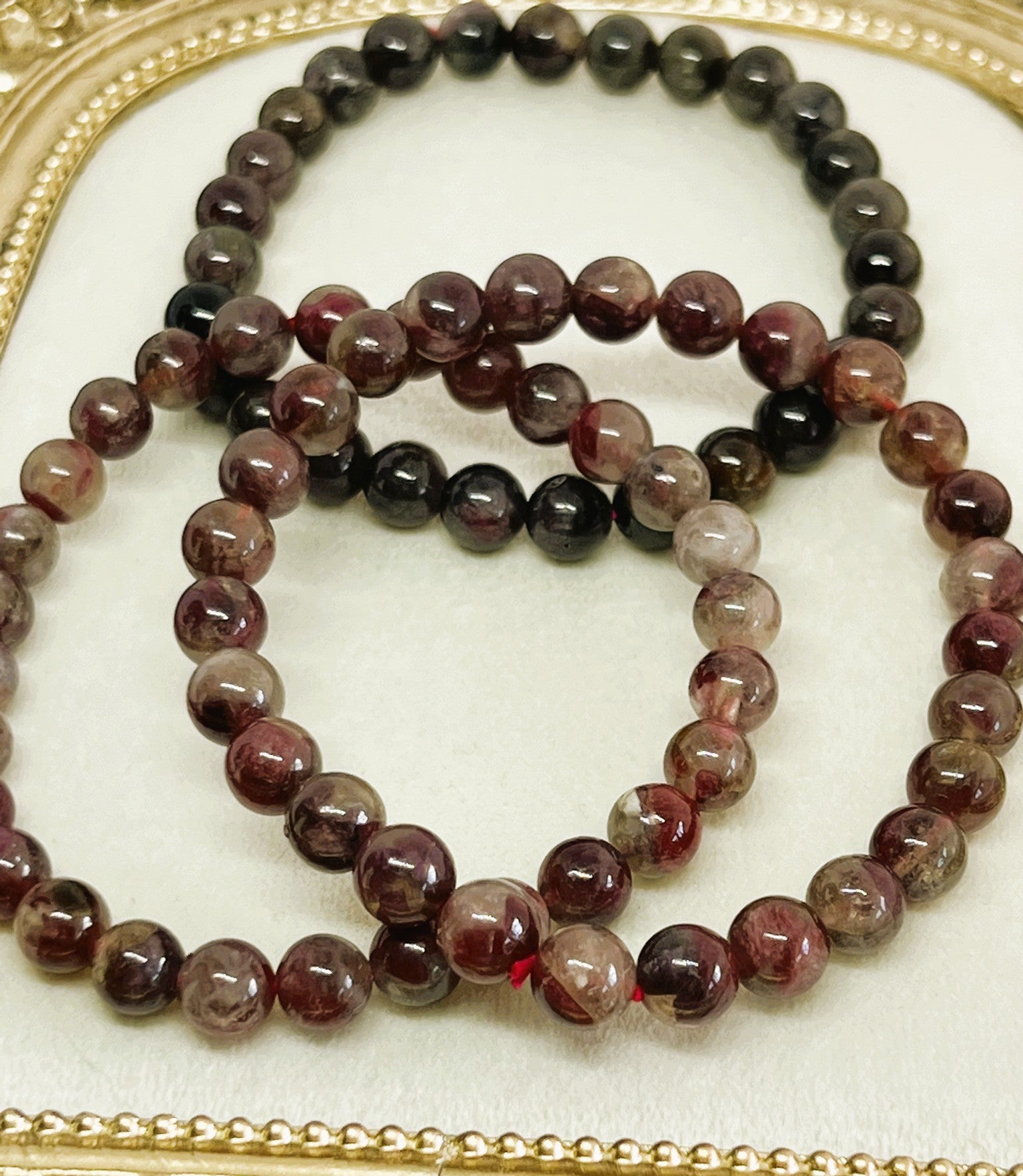 Dainty 6mm High-Quality AAA Ruby Red Pink Tourmaline Crystal Bead Bracelet