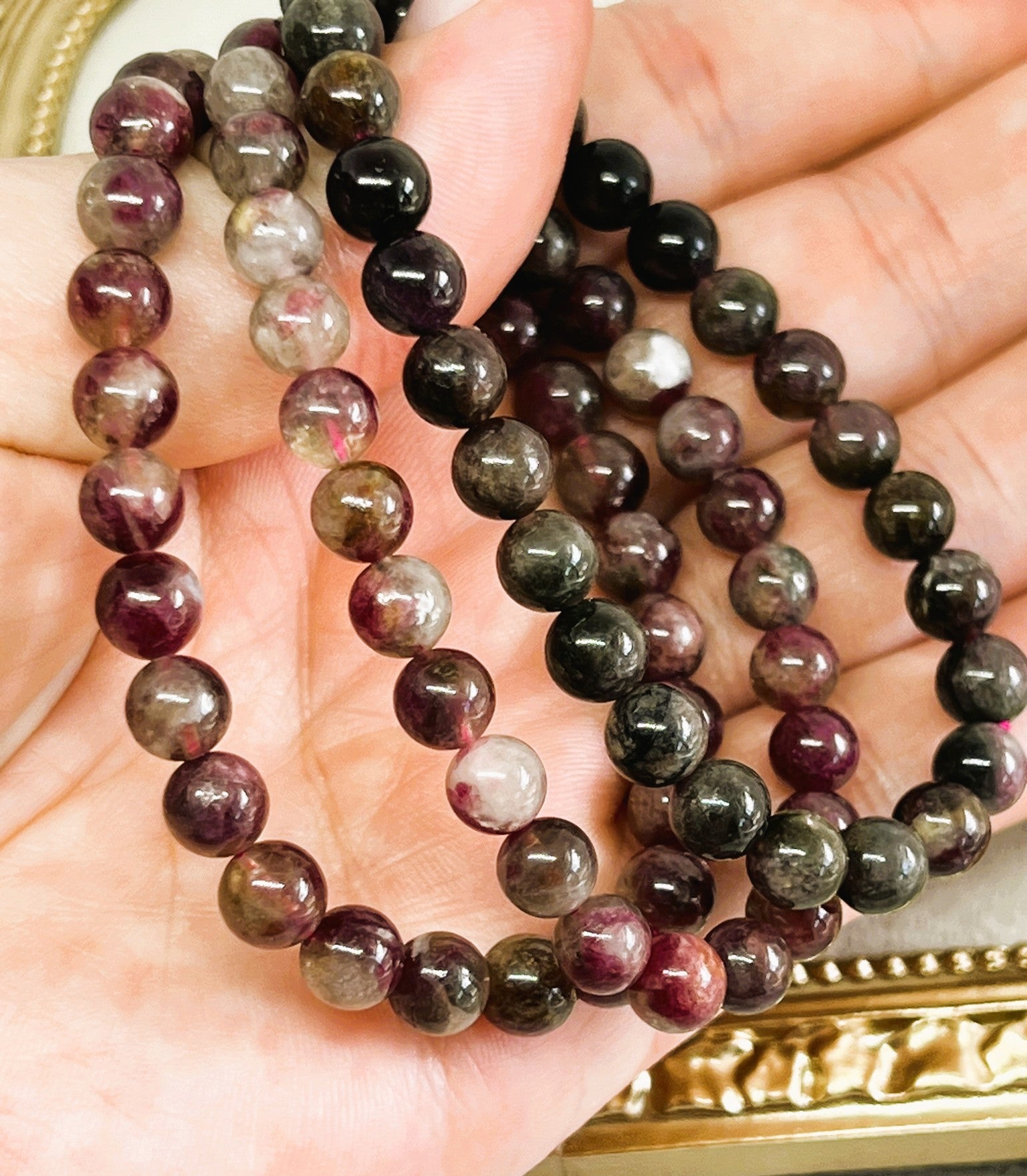 Dainty 6mm High-Quality AAA Ruby Red Pink Tourmaline Crystal Bead Bracelet
