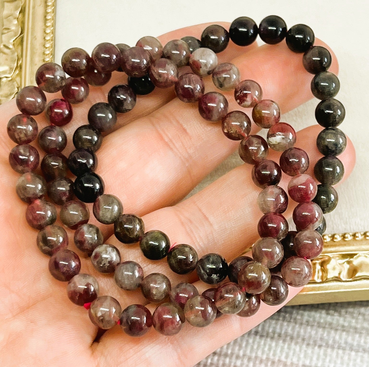 Dainty 6mm High-Quality AAA Ruby Red Pink Tourmaline Crystal Bead Bracelet