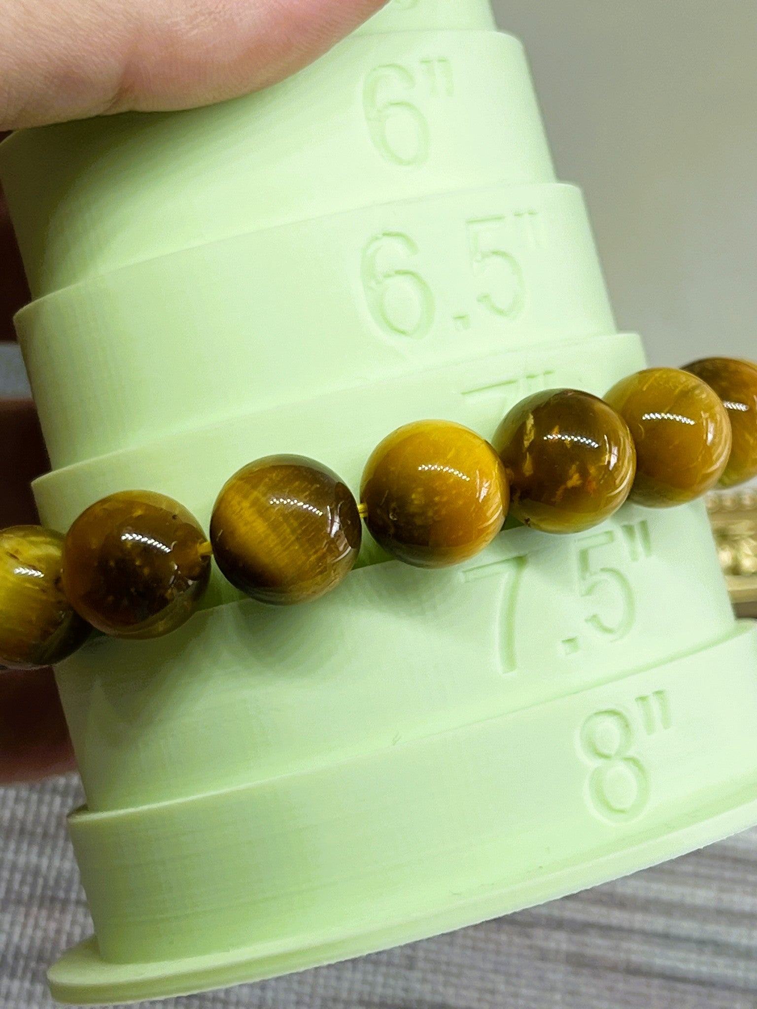Rare Large 12mm High-Quality Golden Tiger’s Eye Crystal Bead Stretch Bracelet