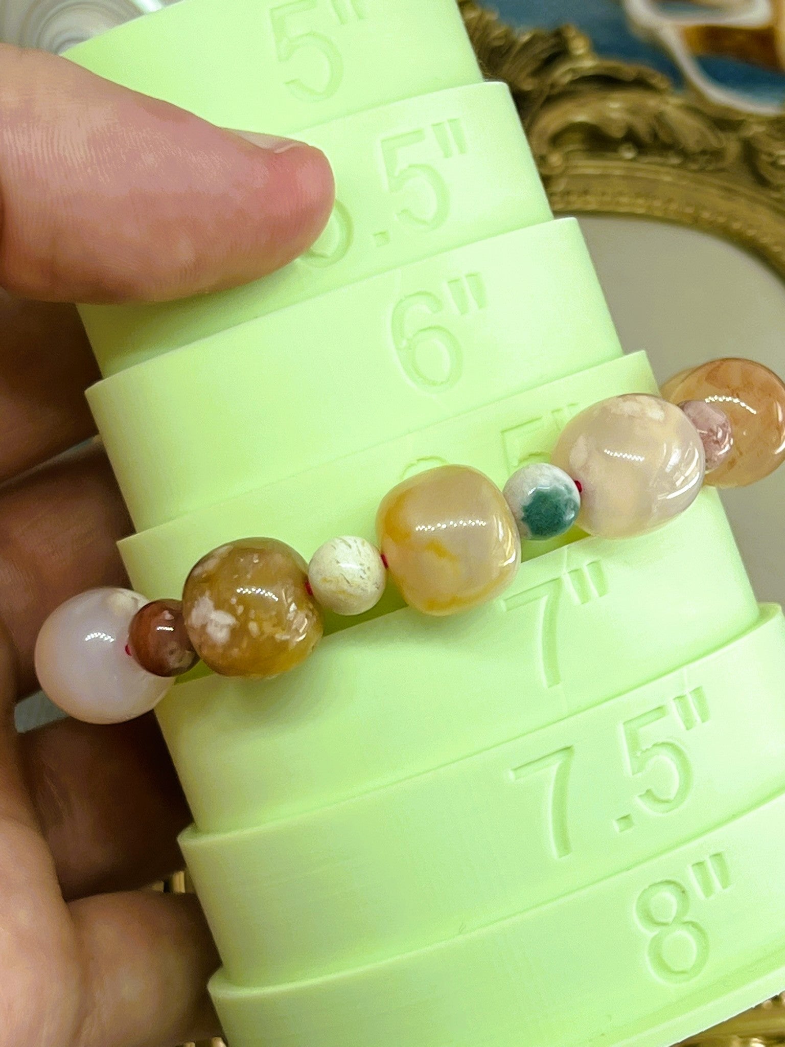 Rare 13mm Sakura Flower Agate High Quality AAA Stretch Bracelet