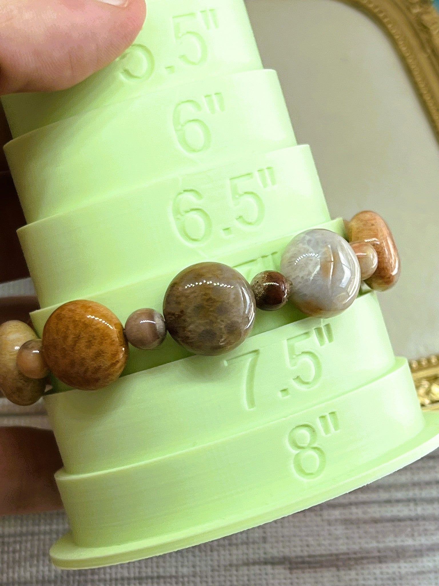 Coraline - Orange and Brown Coral Bead Stretch Bracelet