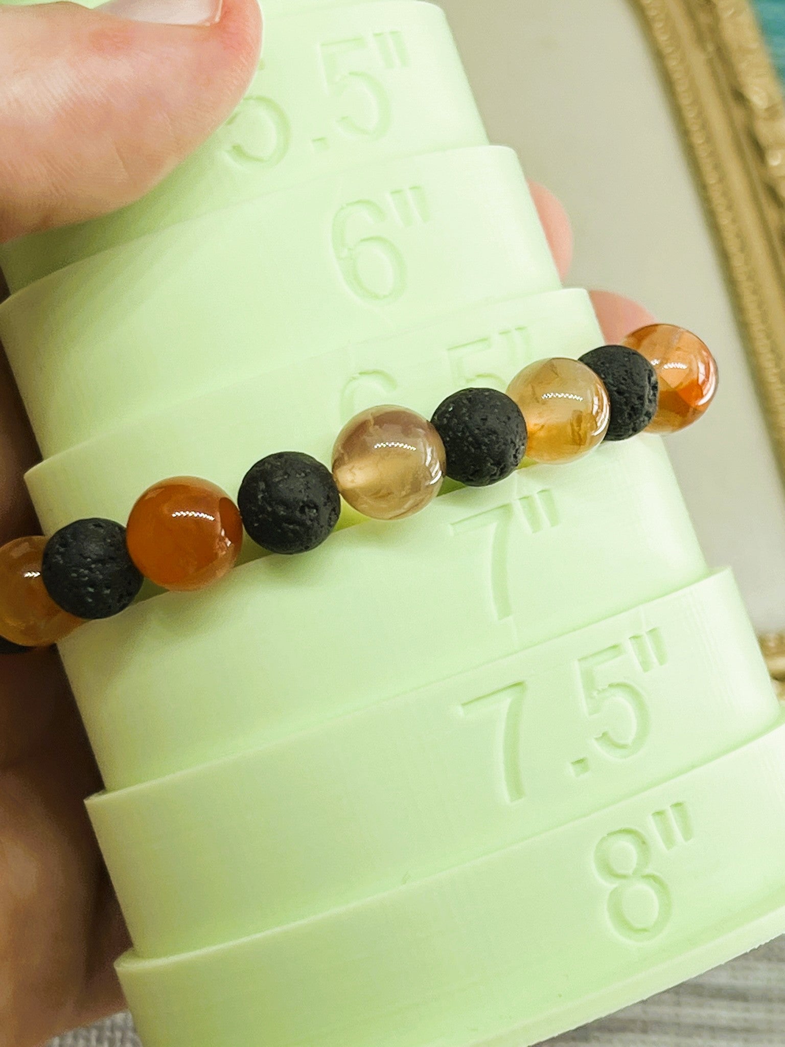 Xander - Black Lava Stone and Red Carnelian Bead Stretch Bracelet (Copy)