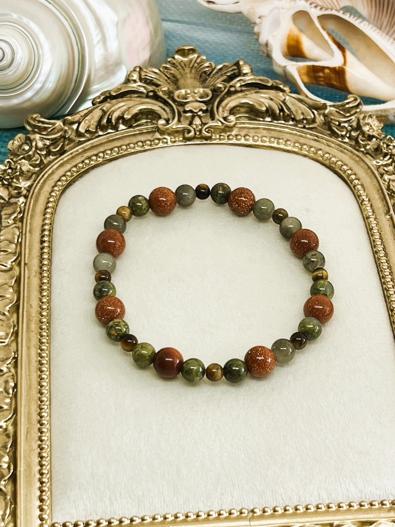 Forest Nymph - Sandstone, Tiger’s Eye & Jasper Bead Stretch Bracelet