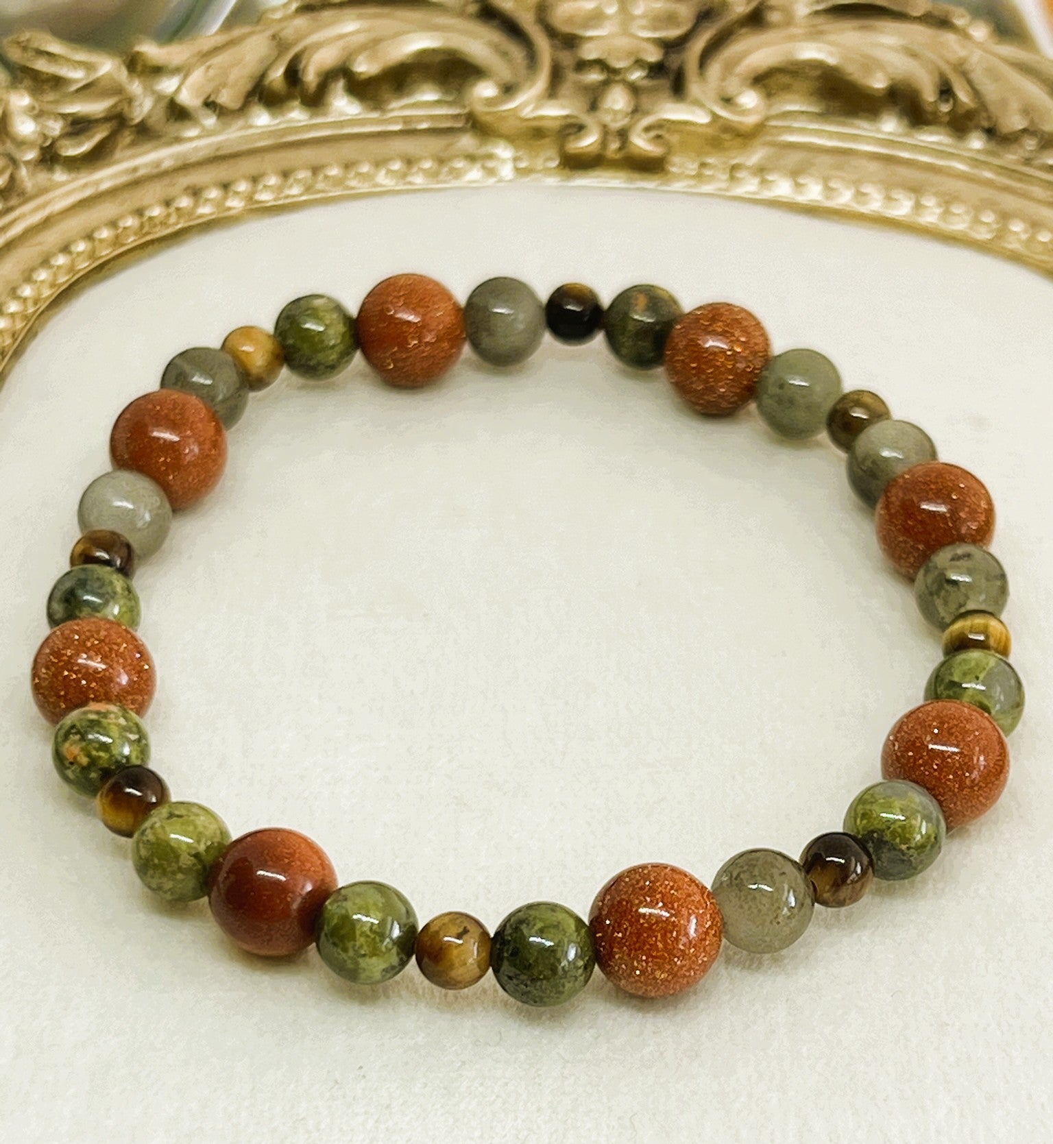 Forest Nymph - Sandstone, Tiger’s Eye & Jasper Bead Stretch Bracelet