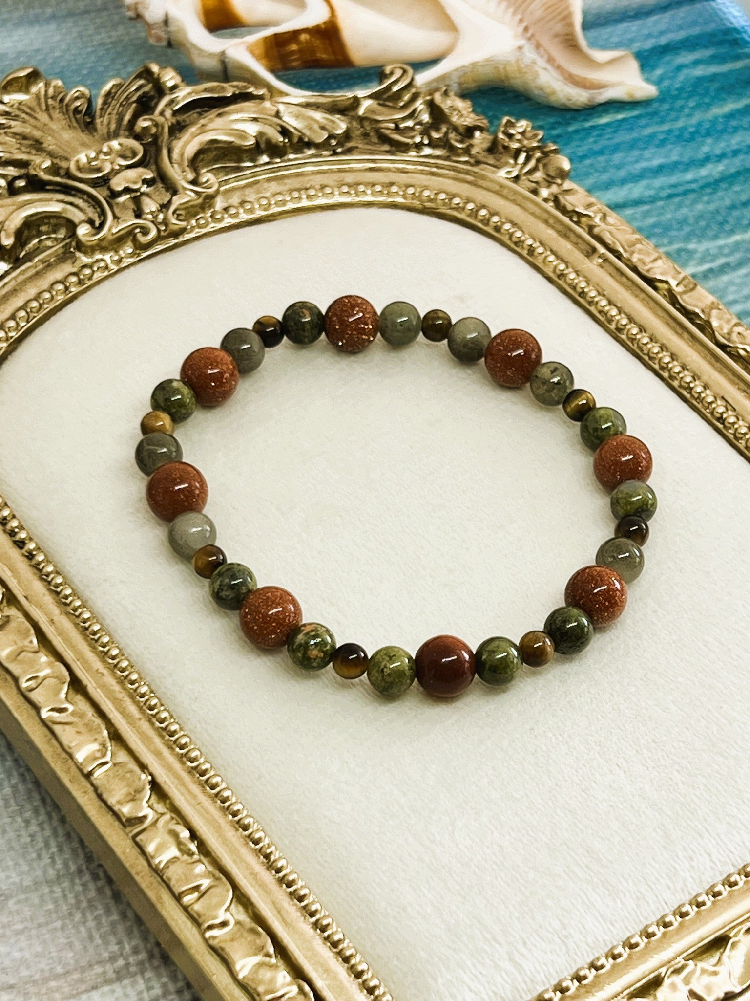 Forest Nymph - Sandstone, Tiger’s Eye & Jasper Bead Stretch Bracelet