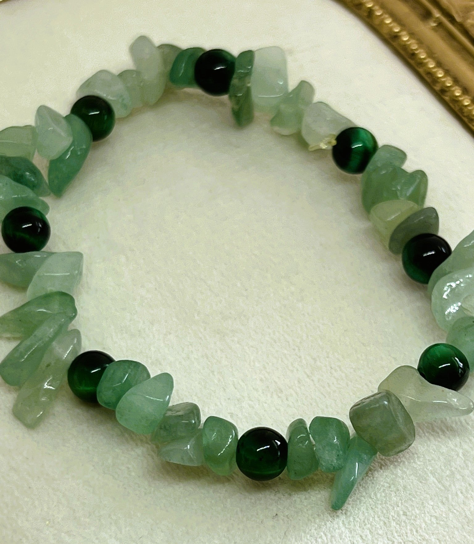 Juniper - Green Tiger’s Eye & Aventurine Rock Chip Bead Stretch Bracelet