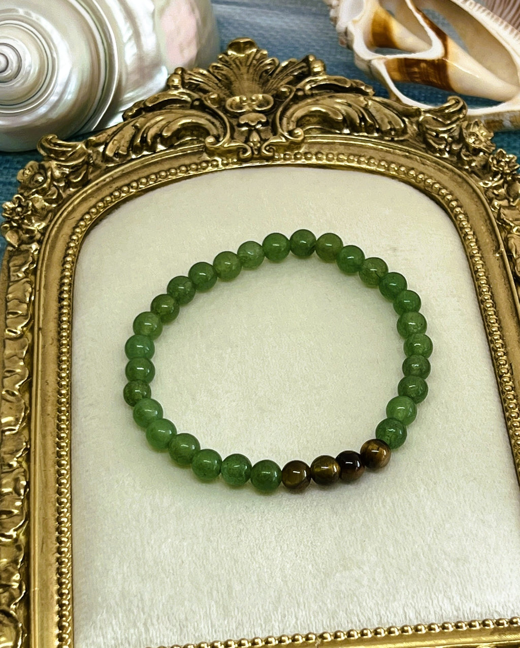 Meadow - Brown Tiger’s Eye & Green Aventurine Bead Stretch Bracelet