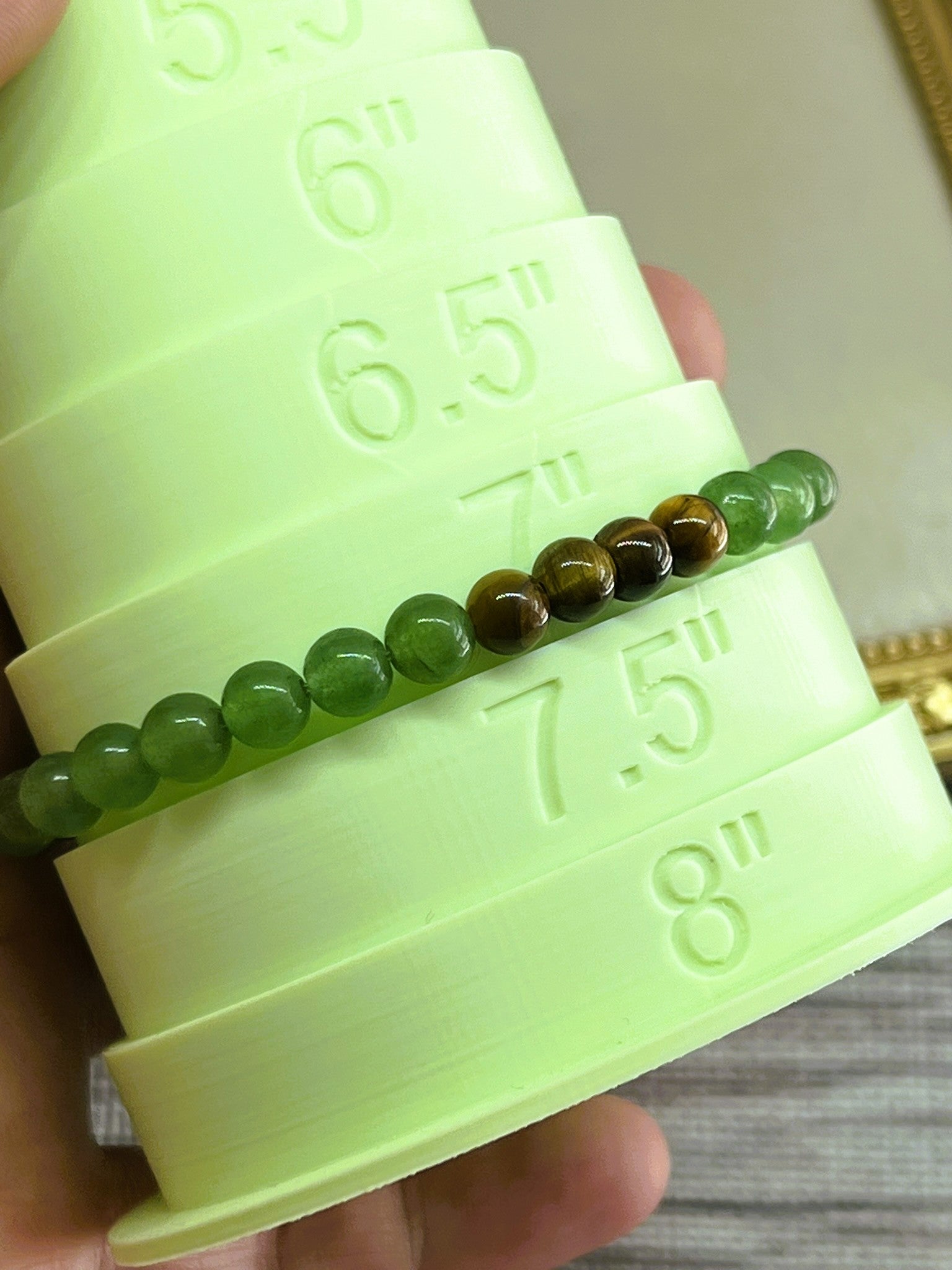 Meadow - Brown Tiger’s Eye & Green Aventurine Bead Stretch Bracelet