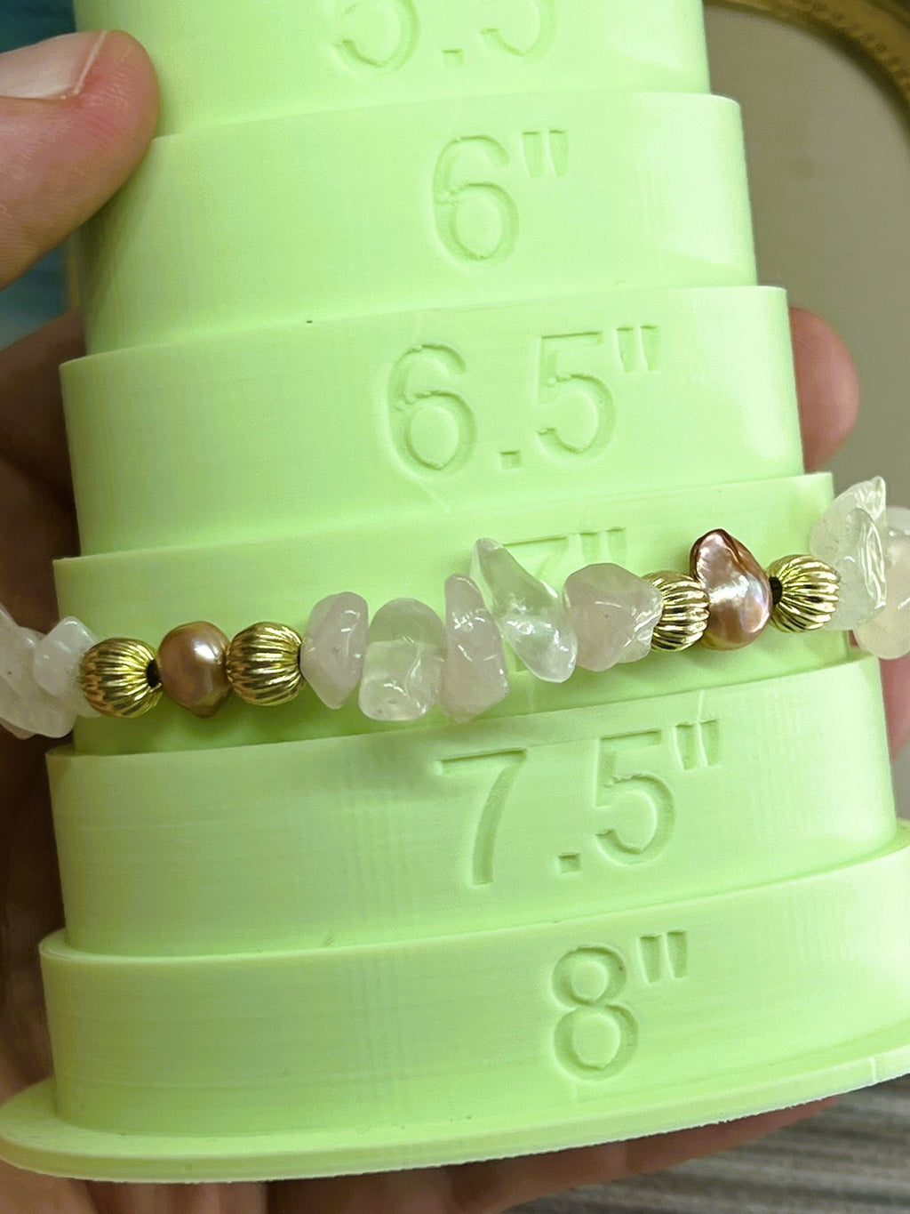 Athena - Pink Freshwater Pearl & Rose Quartz Chip Stretch Bracelet